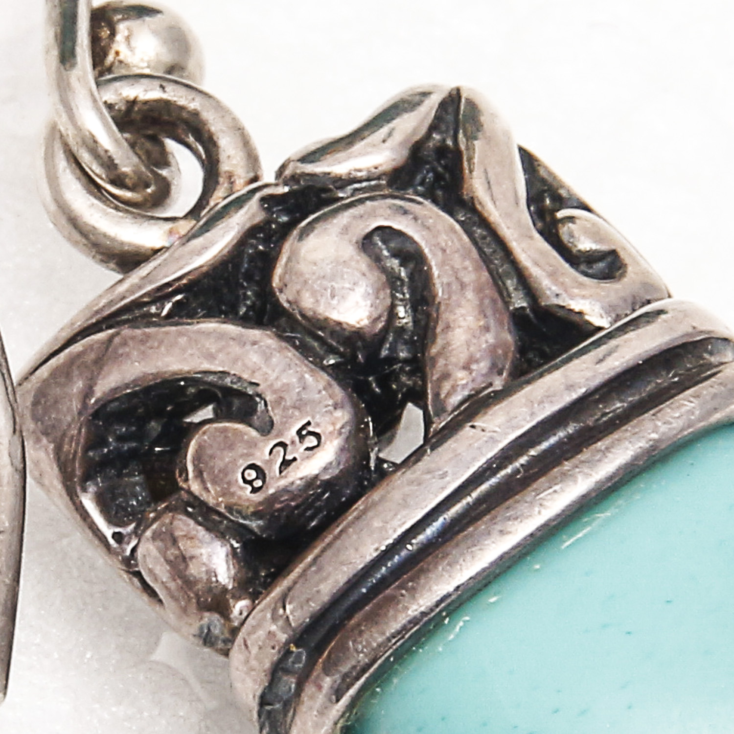 Leather and Turquoise Bracelet and Sterling Silver and Turquoise Earrings