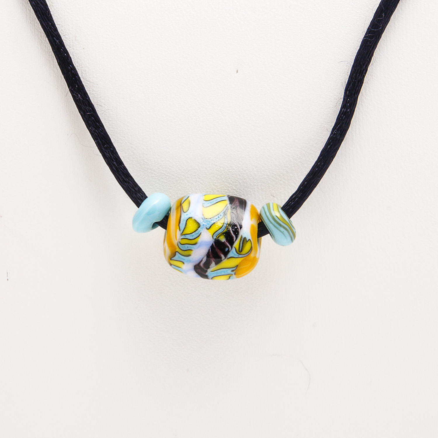 Handmade Lampwork Bead Necklace and Malachite Studs