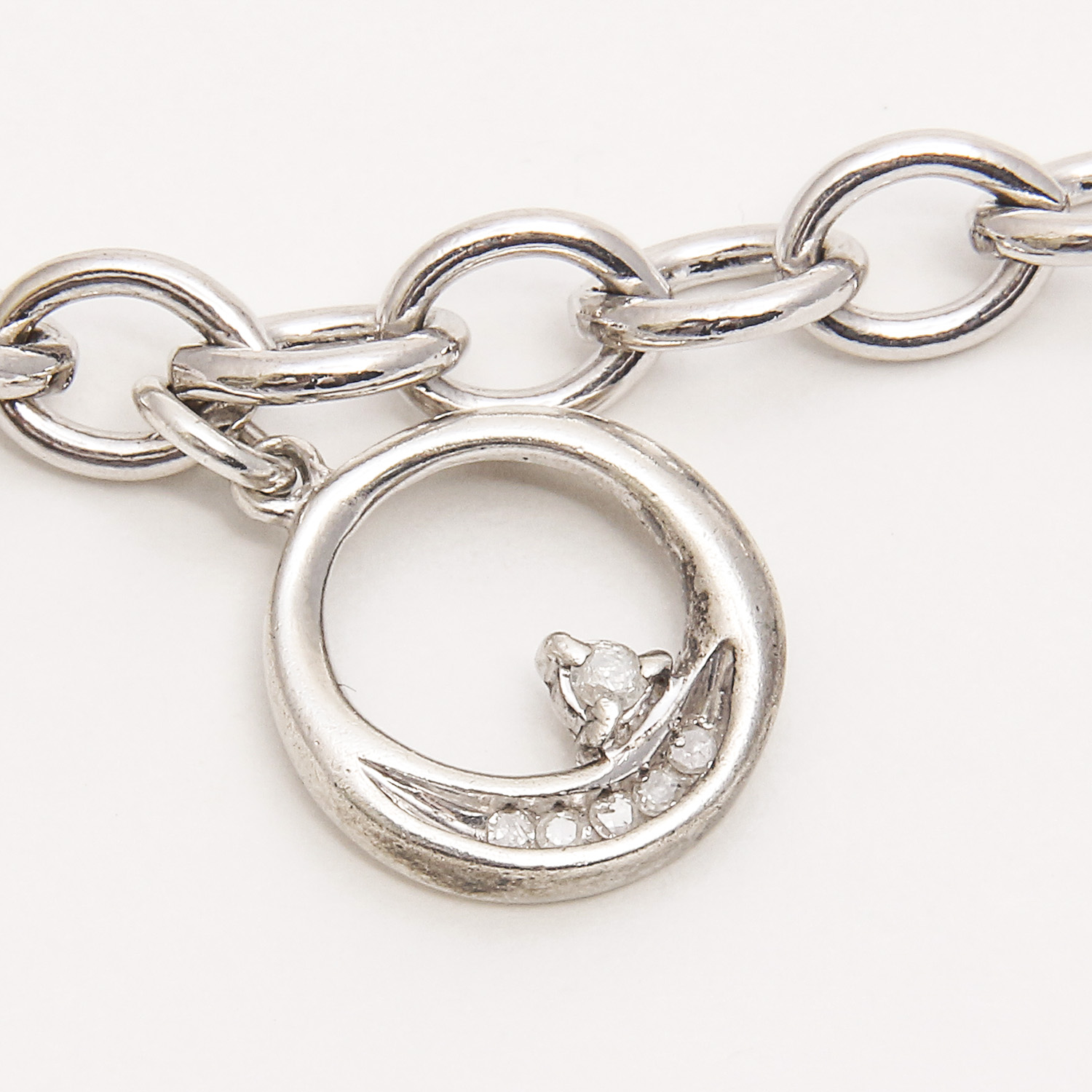 Sterling Silver and Diamond Charm Bracelet
