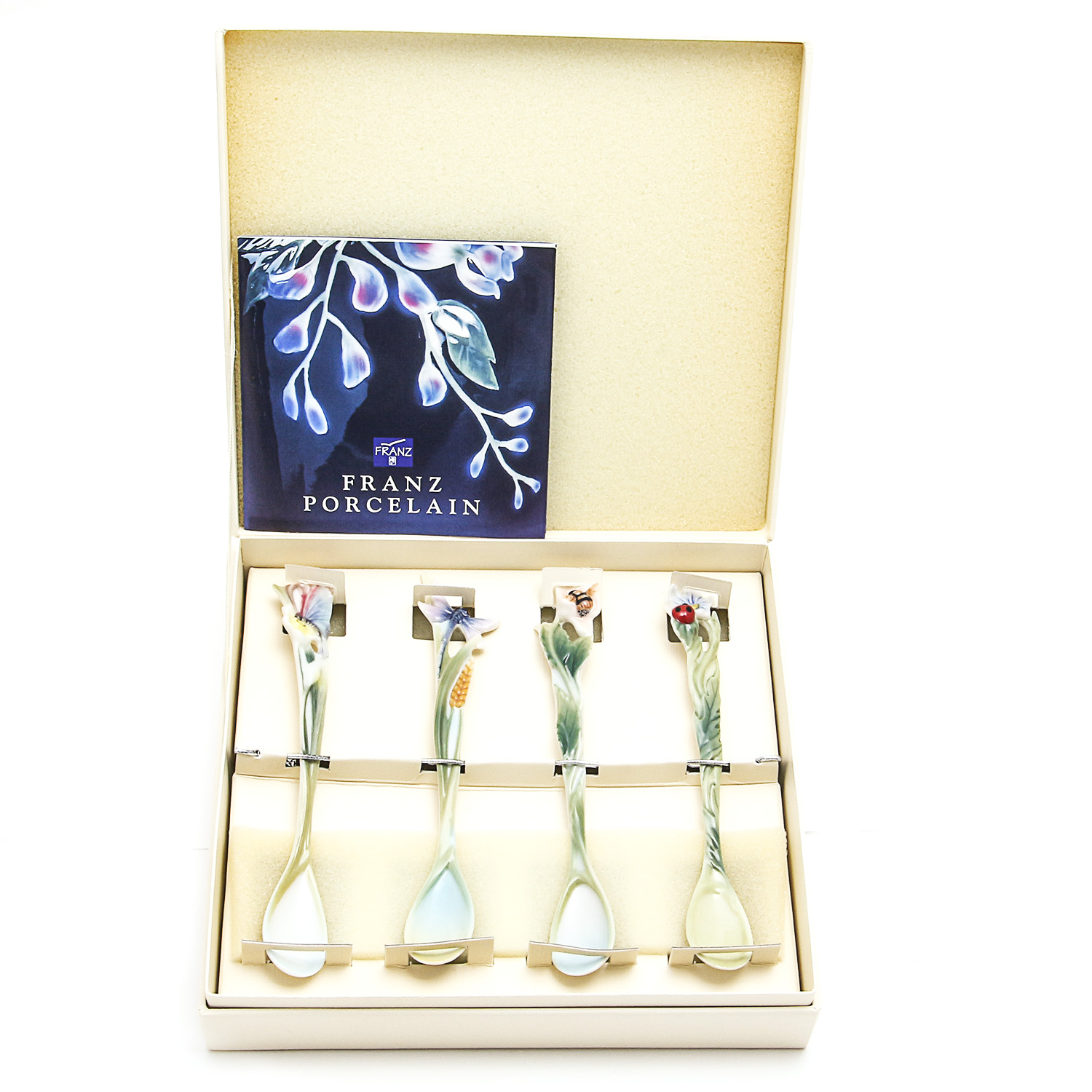Set of Four Franz Insects Porcelain Spoons