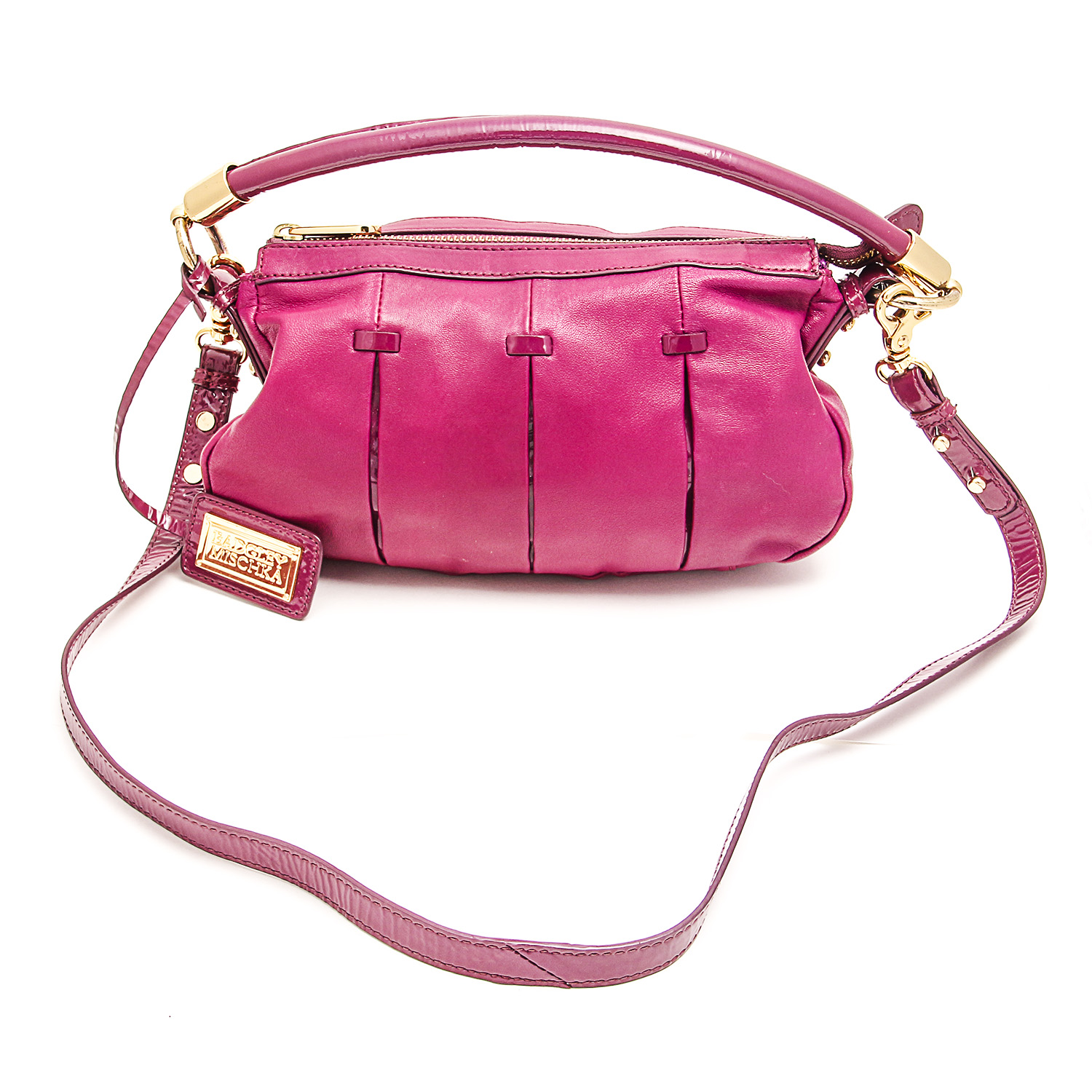 Badgley Mischka Magenta Leather Handbag