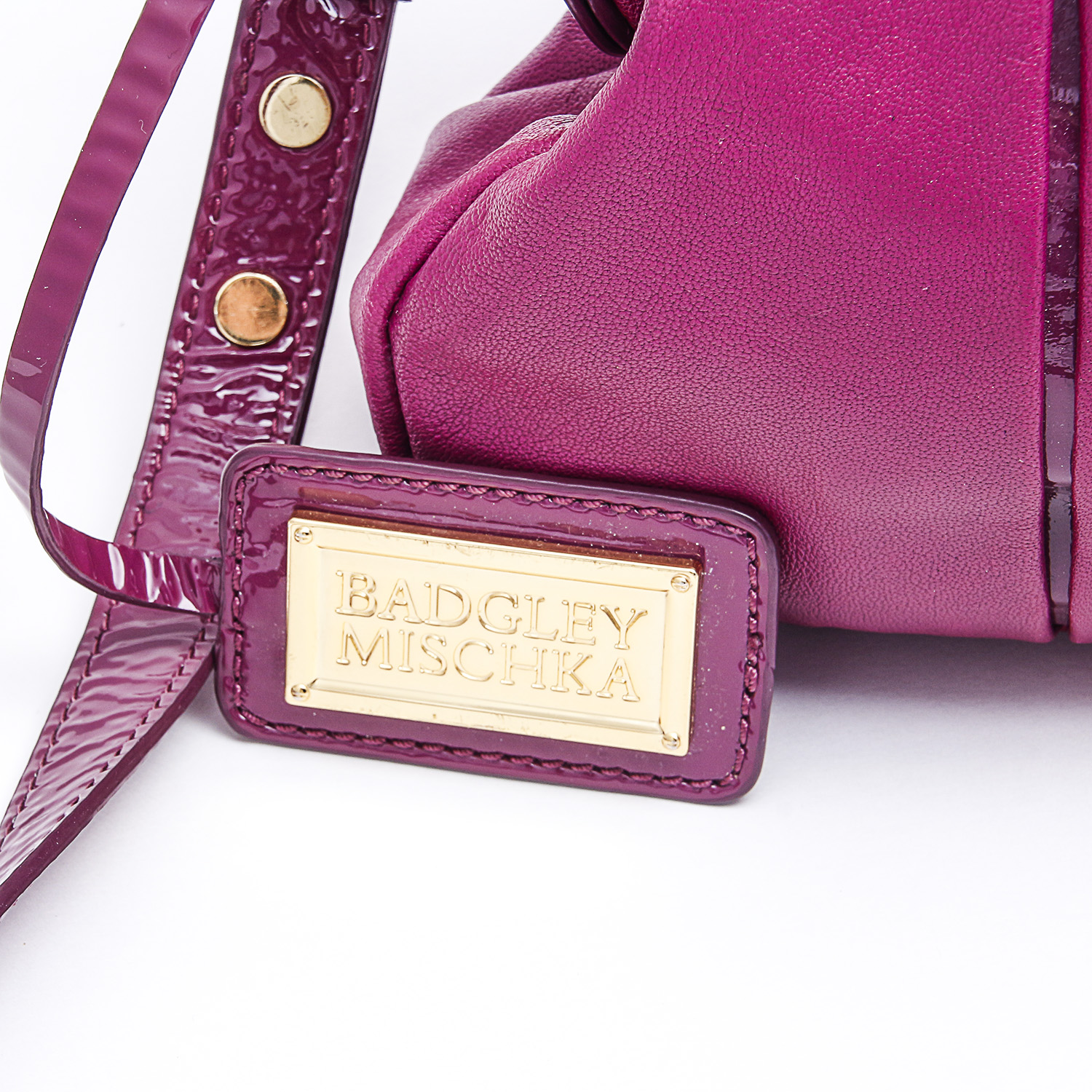 Badgley Mischka Magenta Leather Handbag