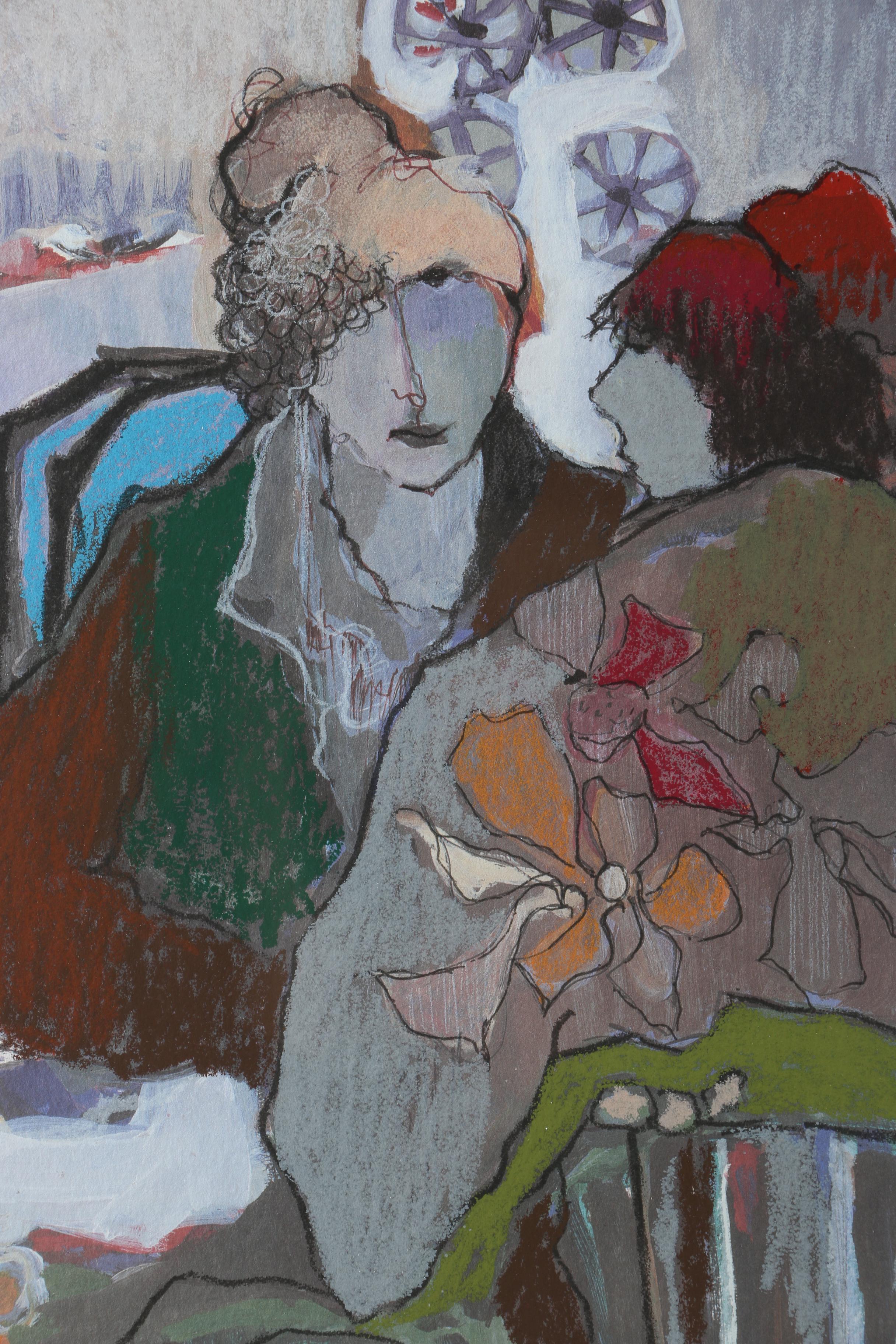 Itzchak Tarkay Limited Edition Offset Lithograph of Two Women