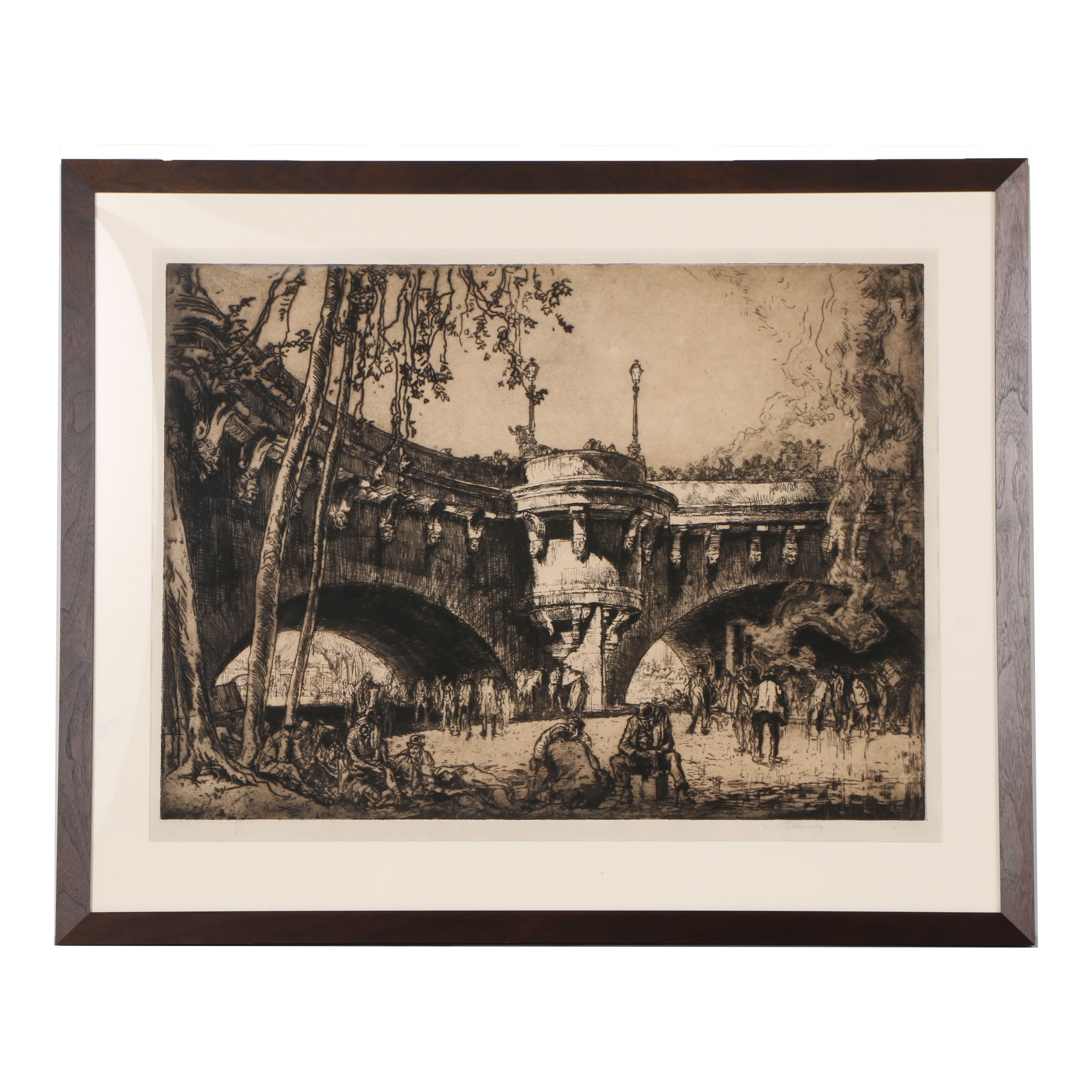 Frank Brangwyn Etching on Paper "Le Pont Neuf, Paris"
