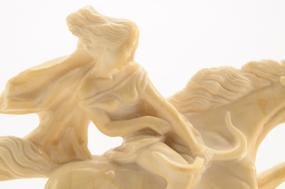 Imitation Marble Sculpture of Woman Riding a Horse