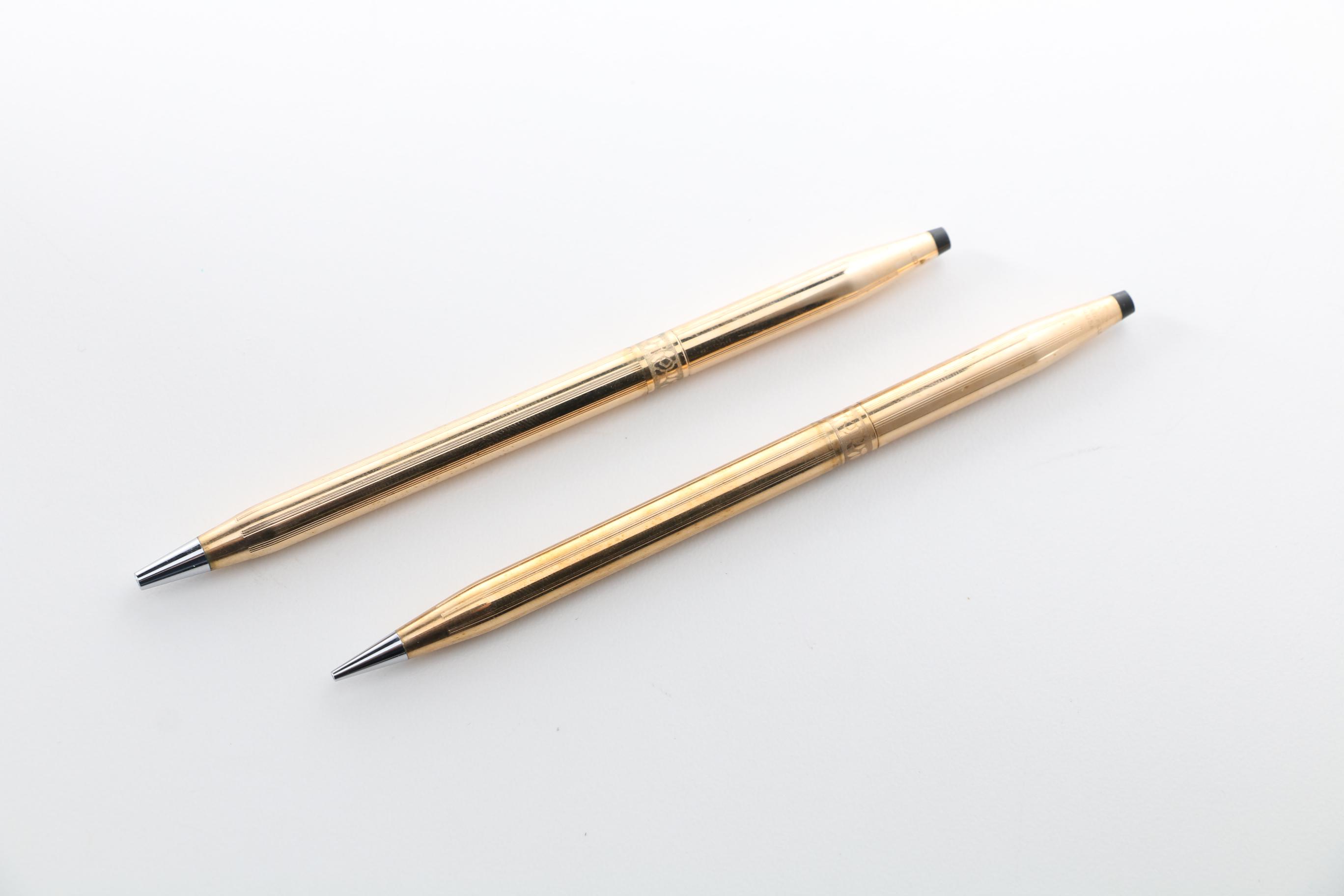 Cross Pen and Pencil with Leather Pen Case