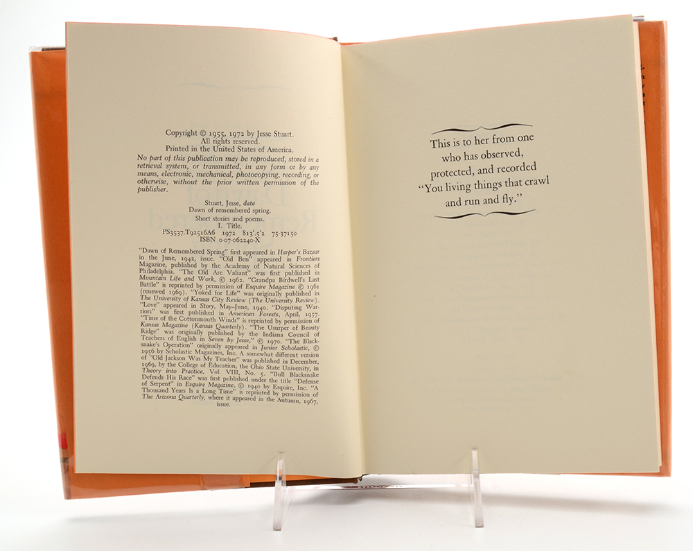 Signed Jesse Stuart Hardcover Books