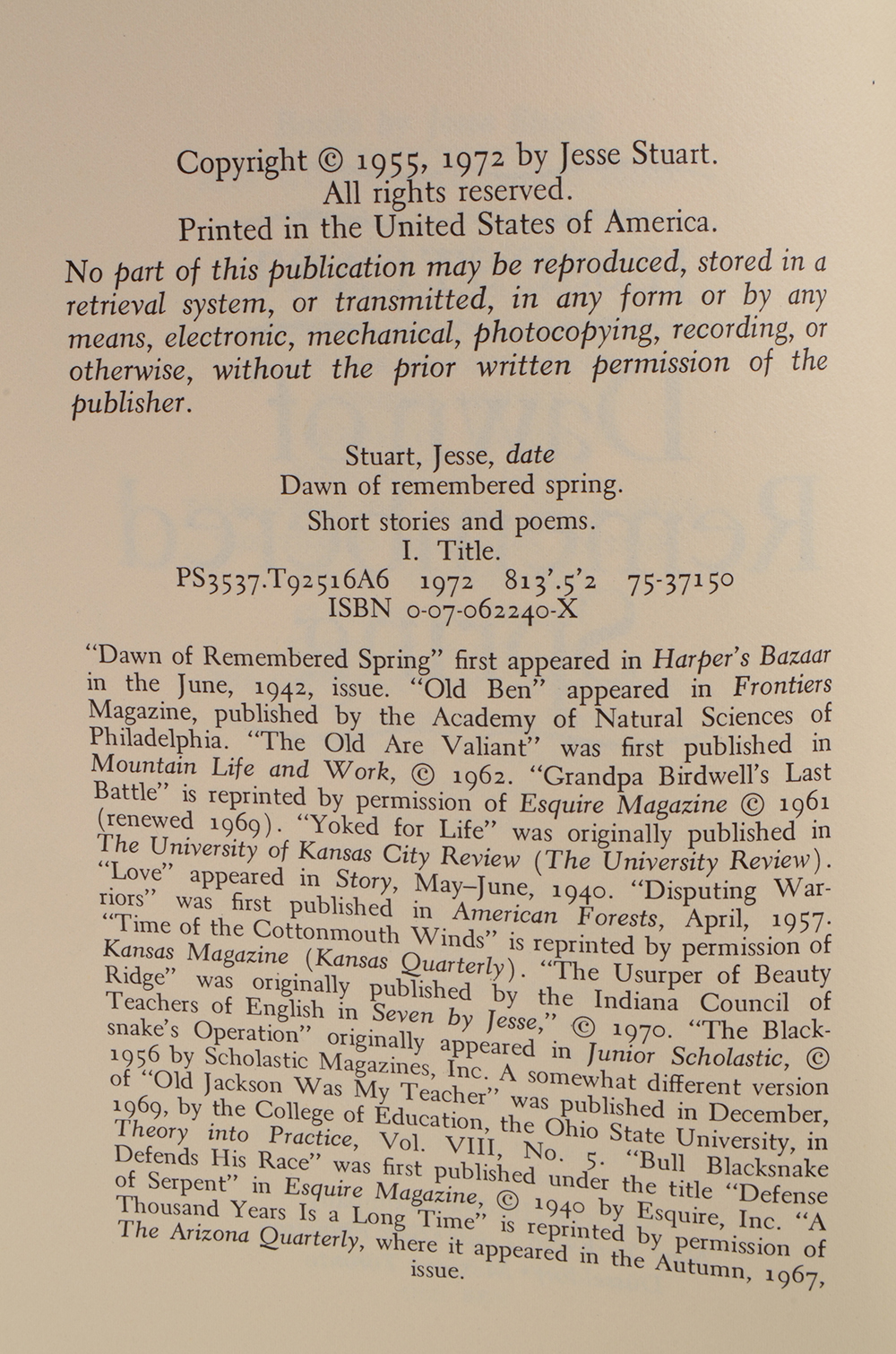 Signed Jesse Stuart Hardcover Books