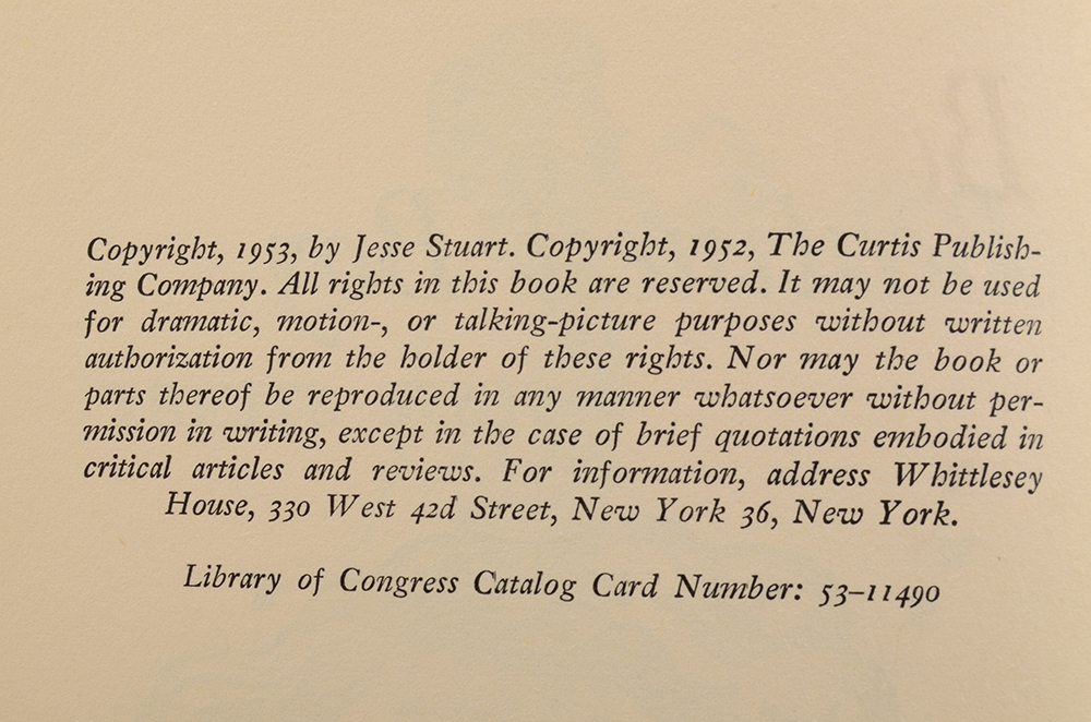 Signed Jesse Stuart Hardback Books