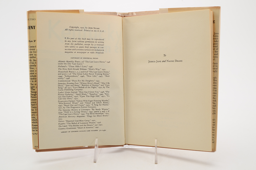 Signed Jesse Stuart Hardback Books