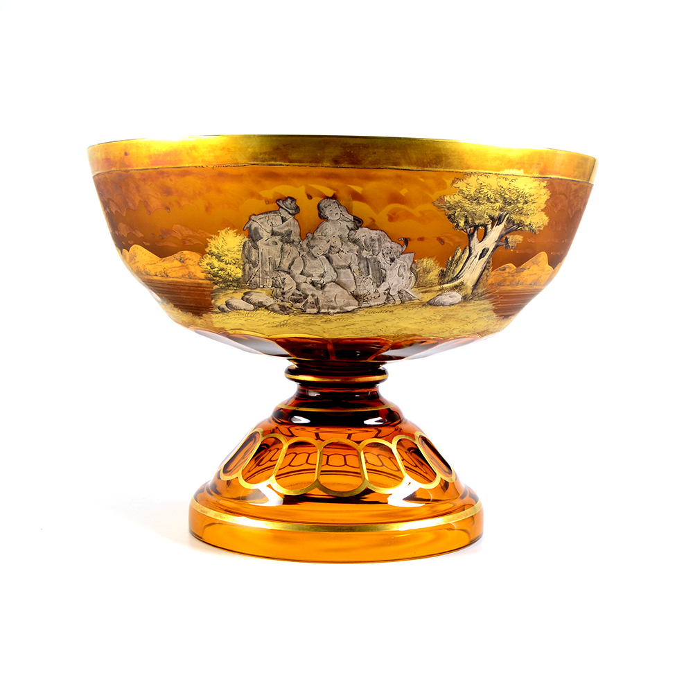 Czechoslovakian Glass Centerpiece Bowl