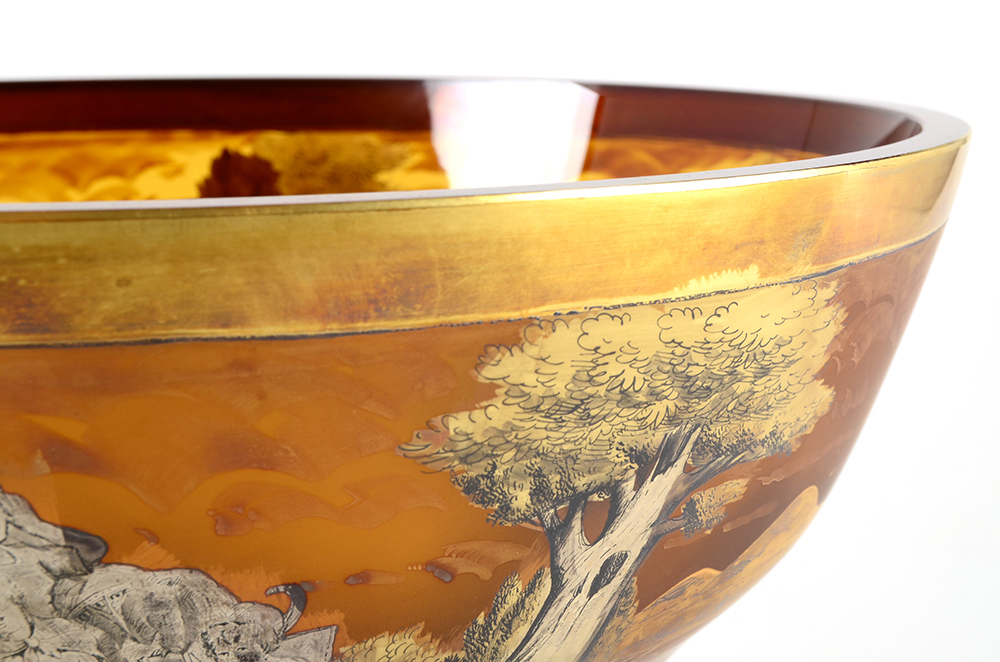 Czechoslovakian Glass Centerpiece Bowl