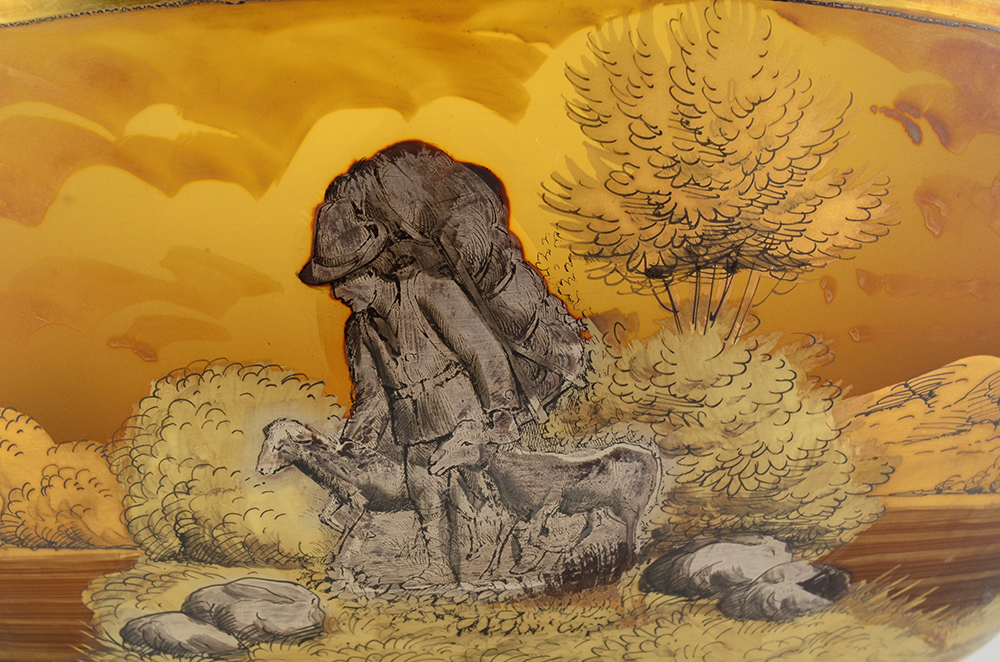 Czechoslovakian Glass Centerpiece Bowl