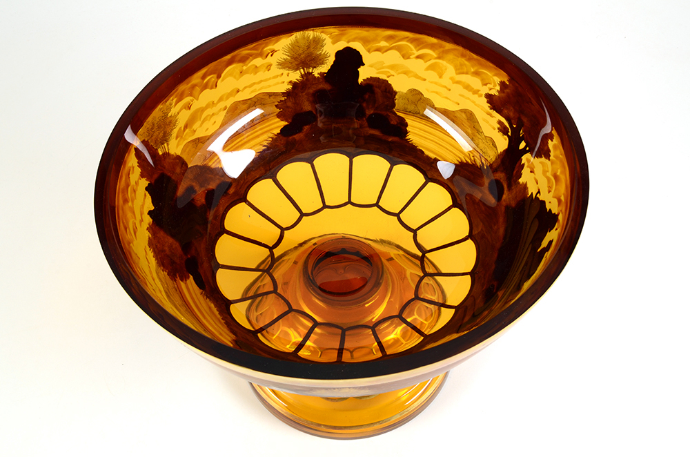 Czechoslovakian Glass Centerpiece Bowl