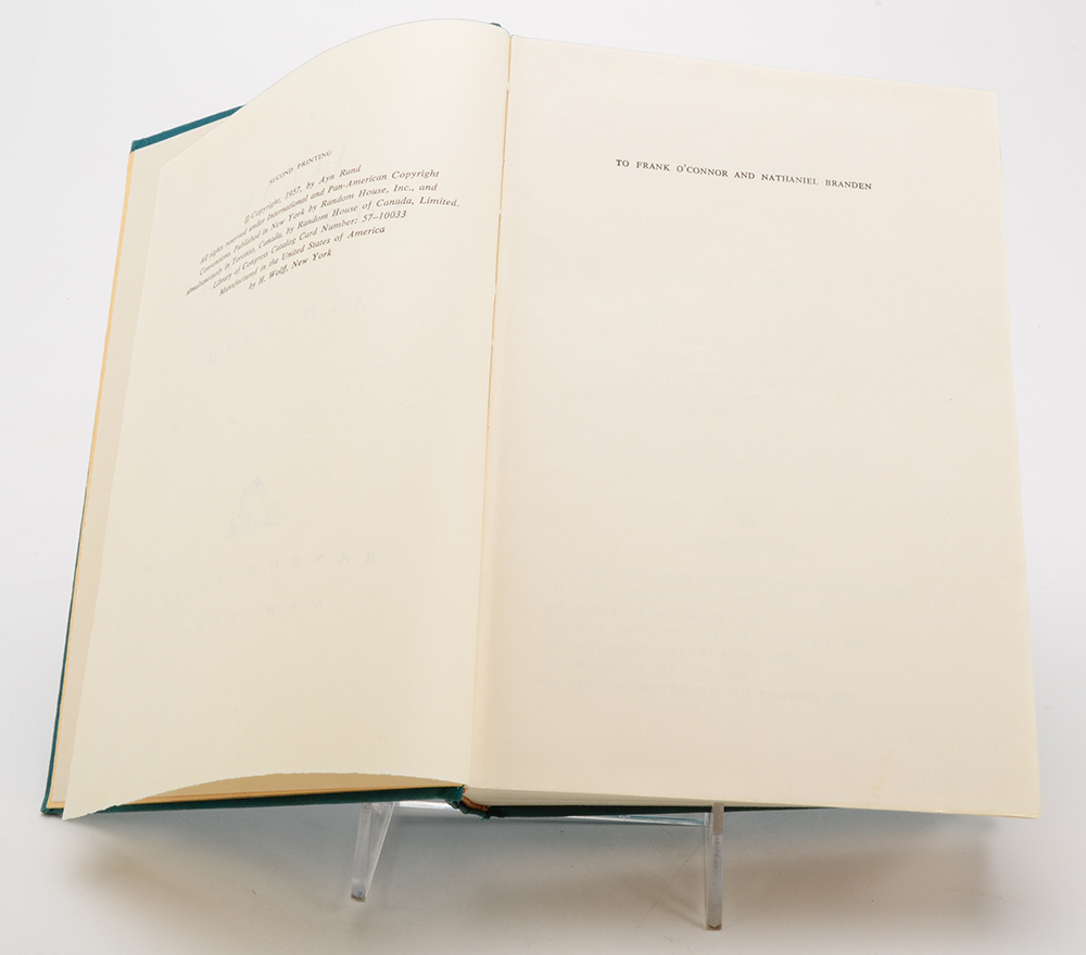 1957 First Edition, Second Printing "Atlas Shrugged" by Ayn Rand