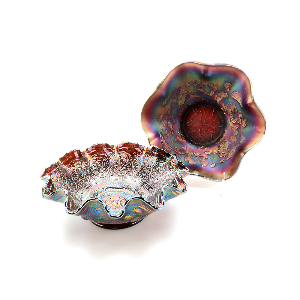 Two Carnival Glass Bowls, including Fenton