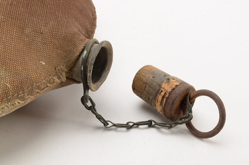 Early American Military Canteen With Chain and Stopper