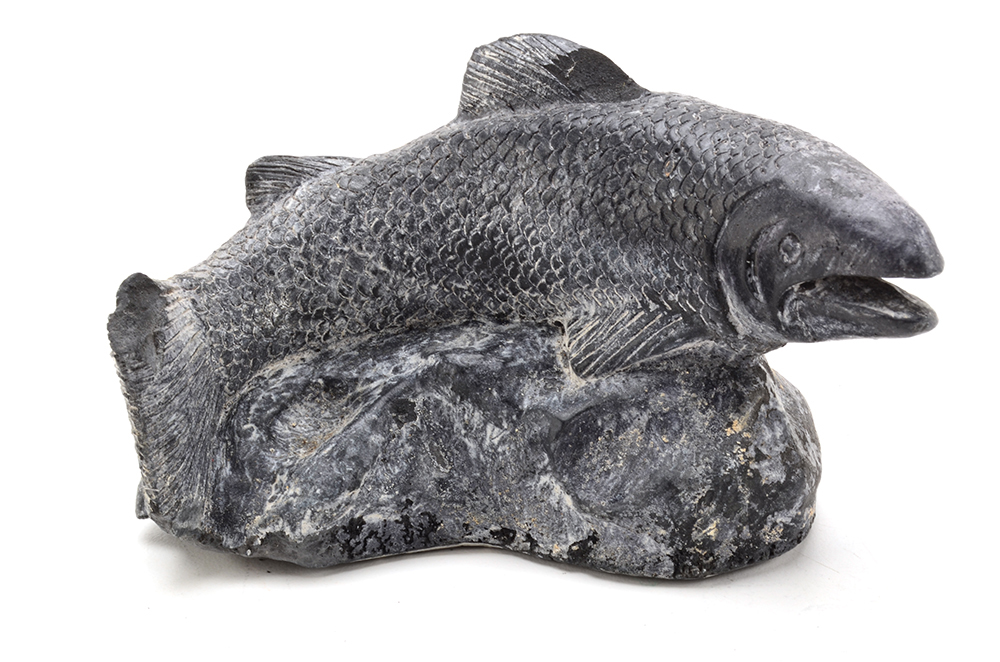 Mermaid and Fish Soapstone Sculpture by Jolin