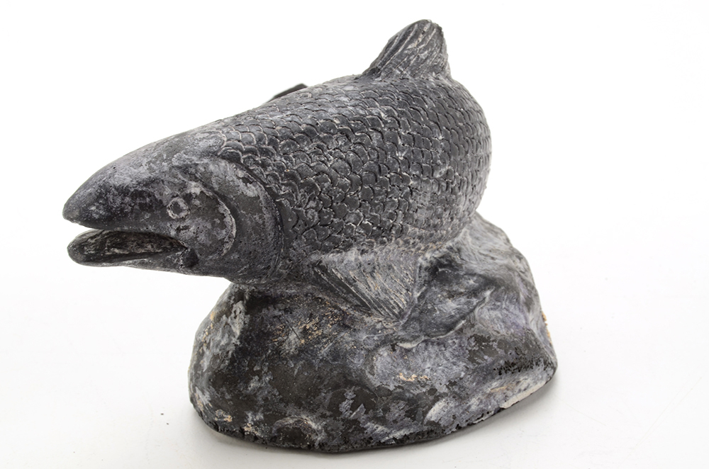 Mermaid and Fish Soapstone Sculpture by Jolin