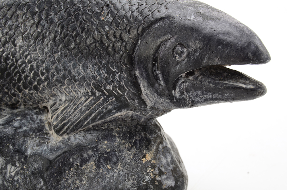 Mermaid and Fish Soapstone Sculpture by Jolin