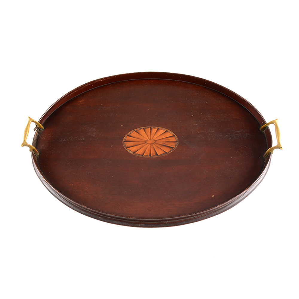 Mahogany Butlers Tray with Fan Inlay