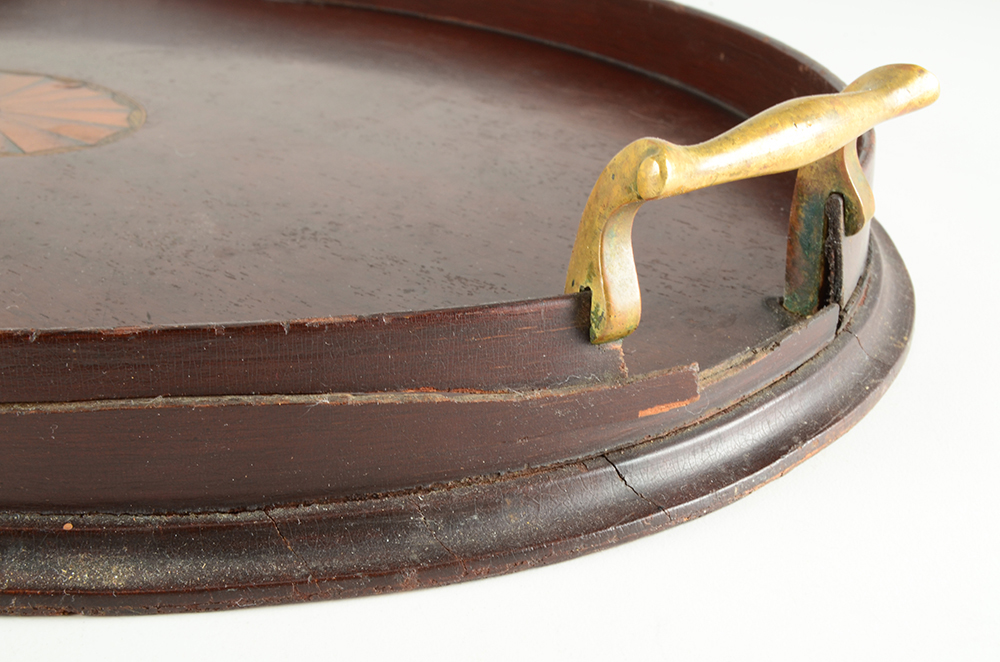 Mahogany Butlers Tray with Fan Inlay