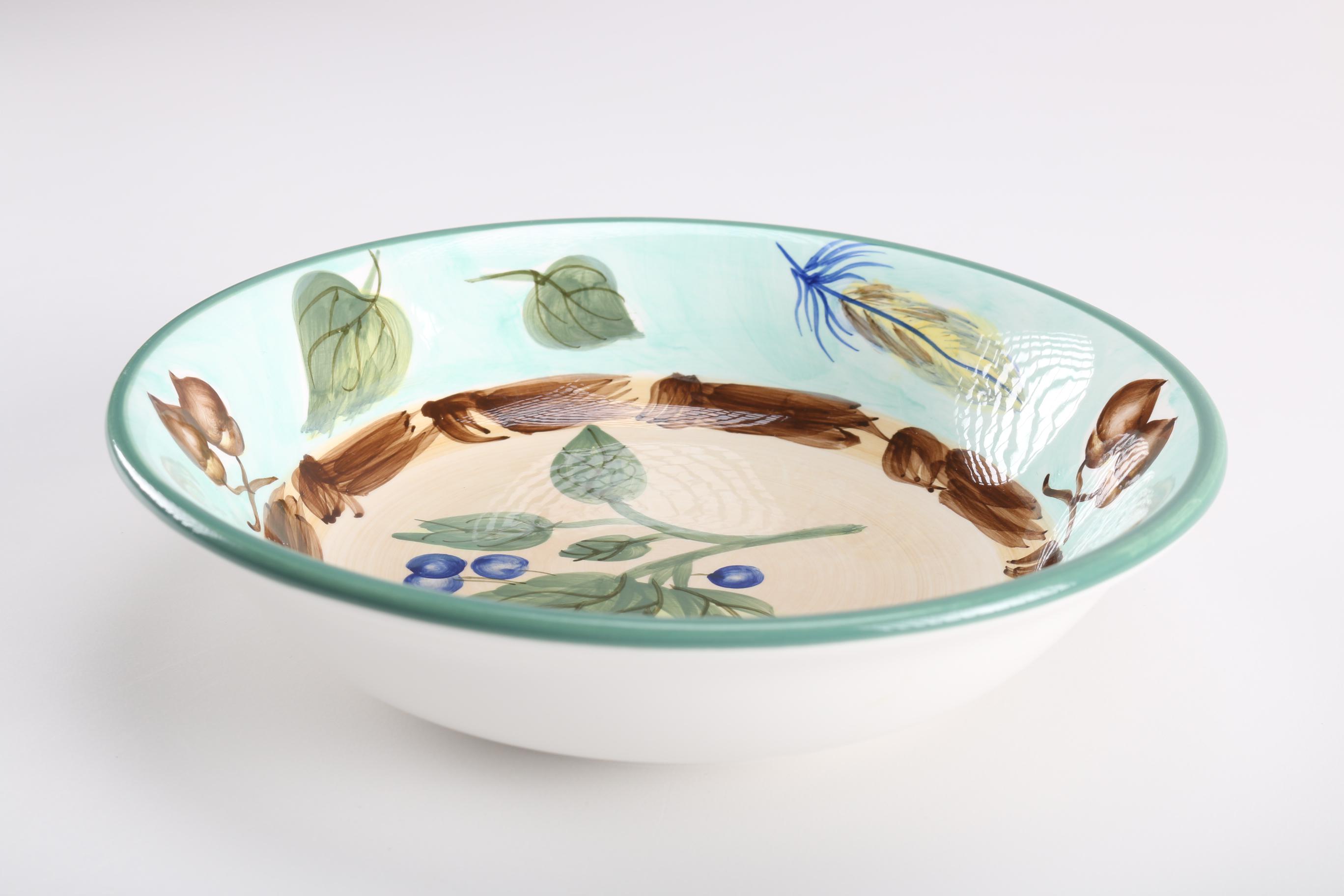 Hand-Painted Ceramic Serving Bowl