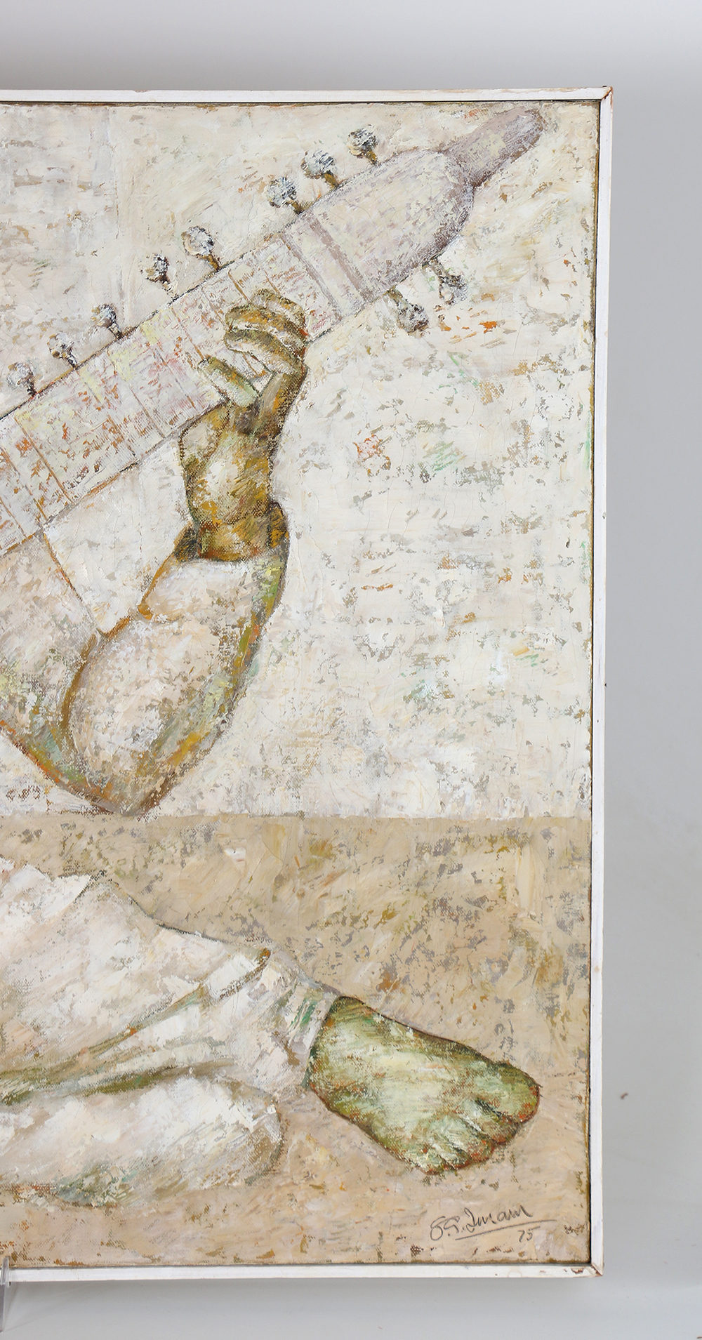 1975 SG Imam Oil on Canvas of a Sitar Musician