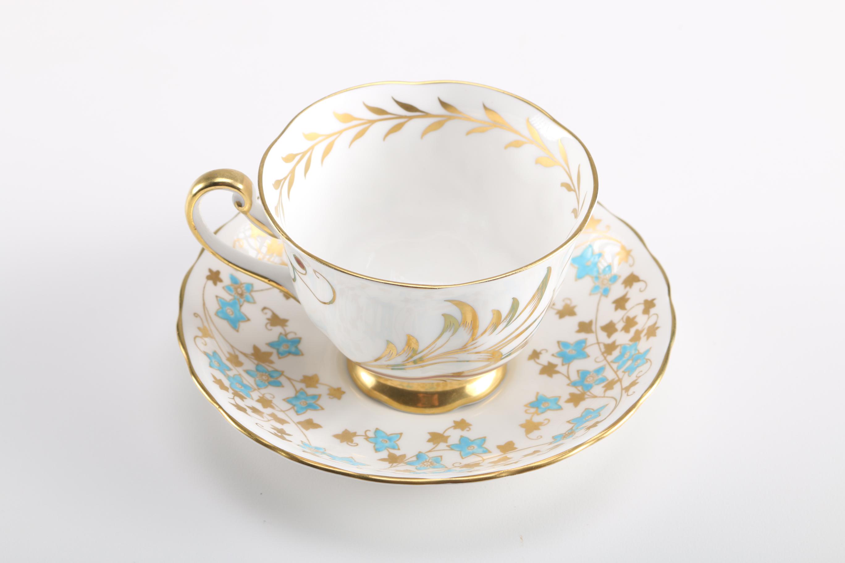 Collection of English Bone China Tea Cups and Saucers