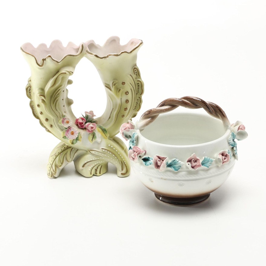 Floral Decorated Ceramics Including Capodimonte