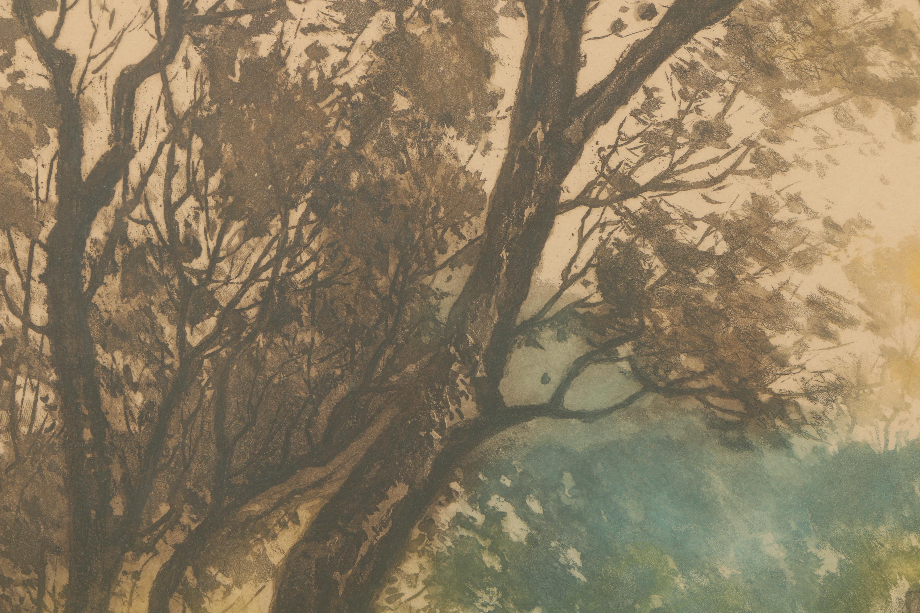 Lucien Dasselborne Etching of "Moulin de Sologne"