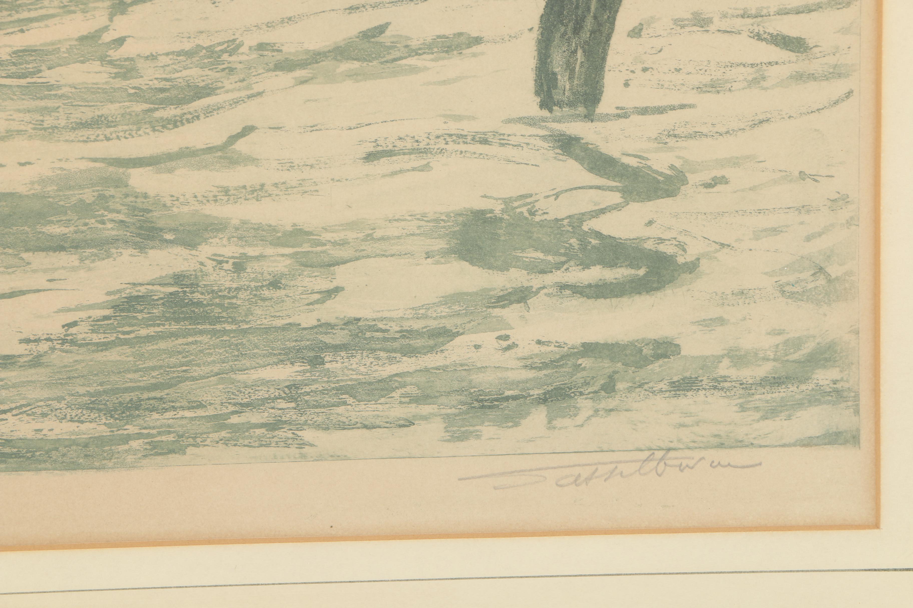 Lucien Dasselborne Etching of "Moulin de Sologne"