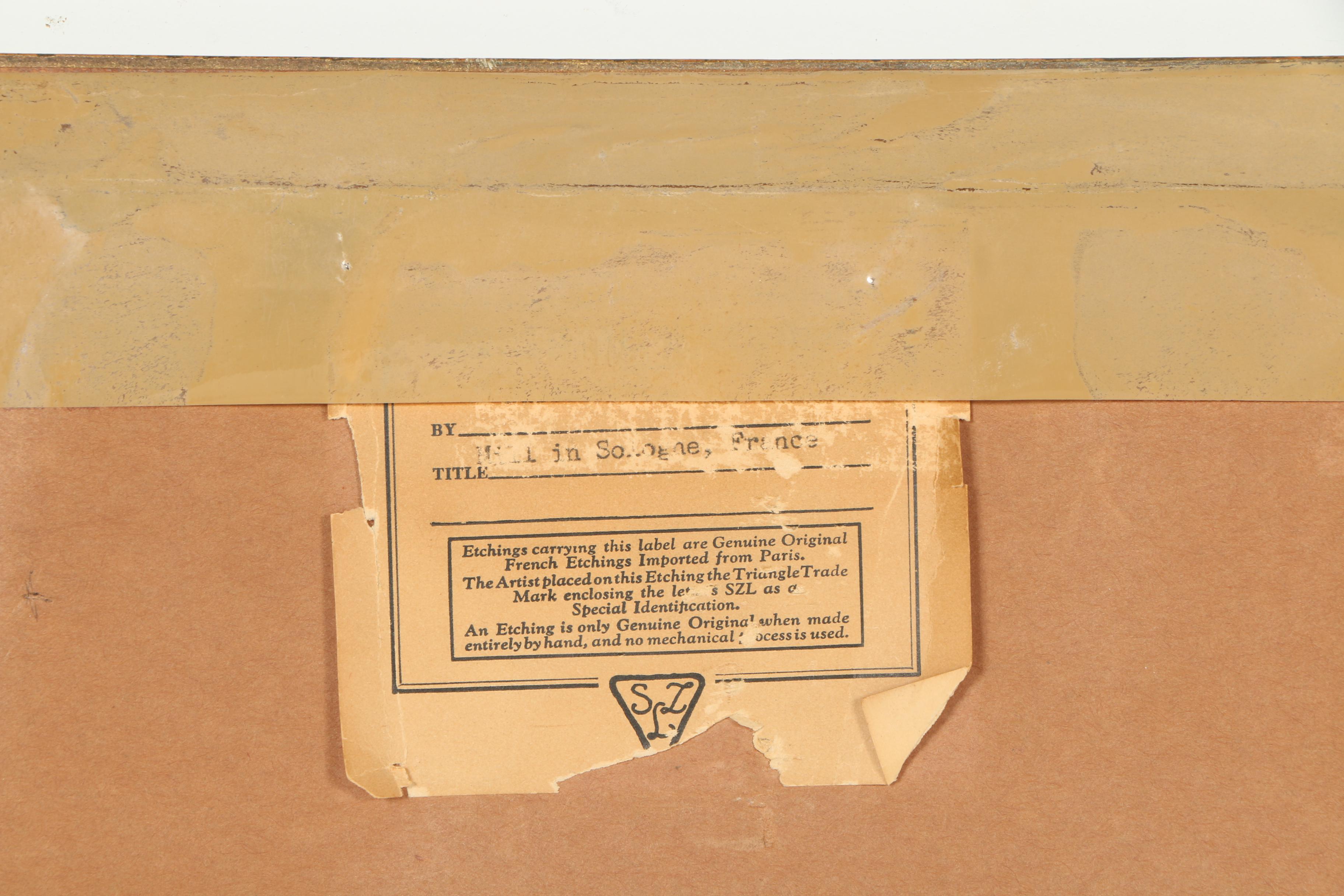 Lucien Dasselborne Etching of "Moulin de Sologne"