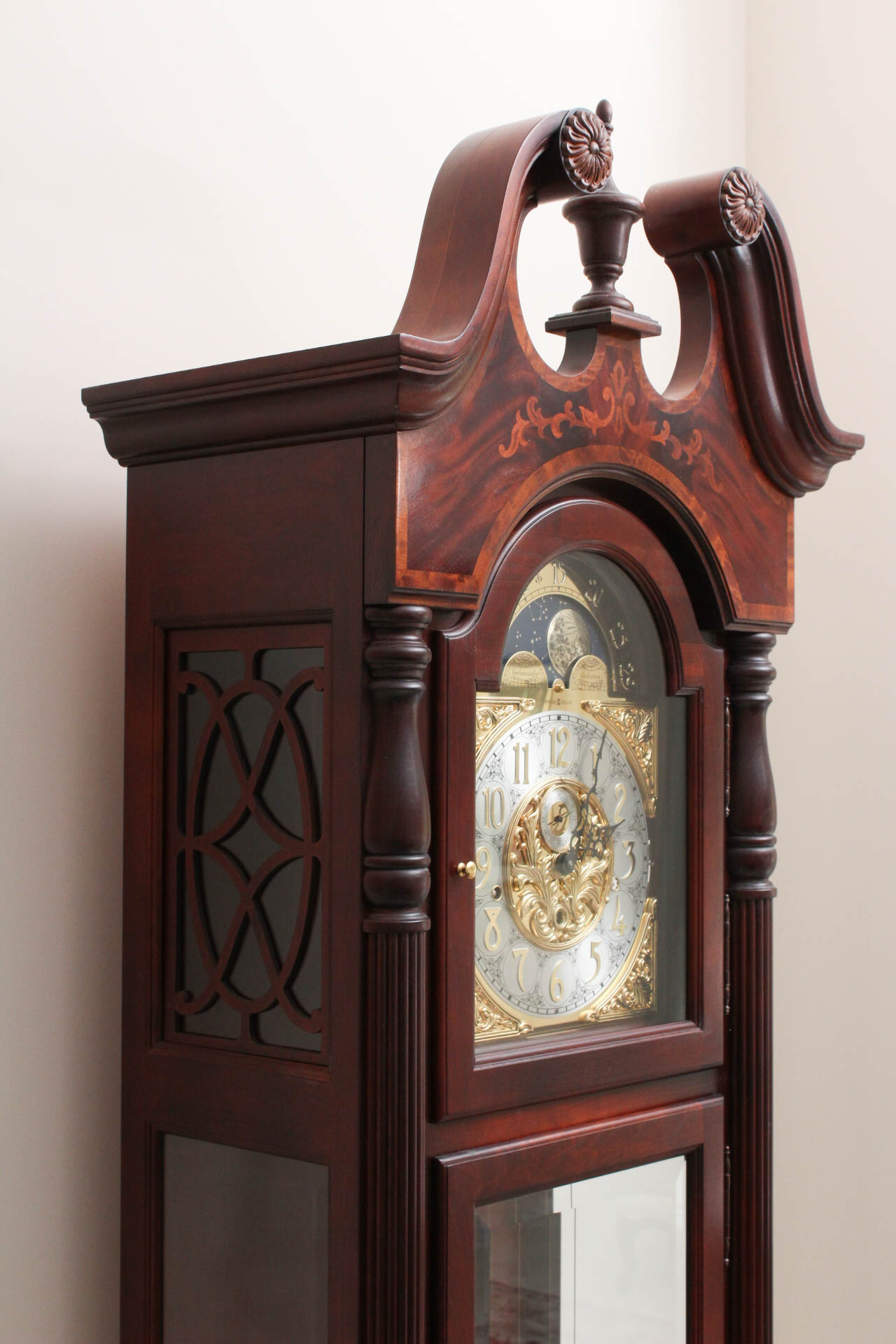 Howard Miller "Ambassador" Mahogany and Cherry Grandfather Clock