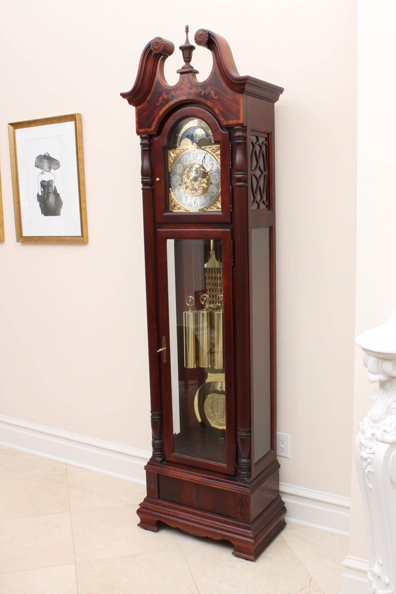 Howard Miller "Ambassador" Mahogany and Cherry Grandfather Clock