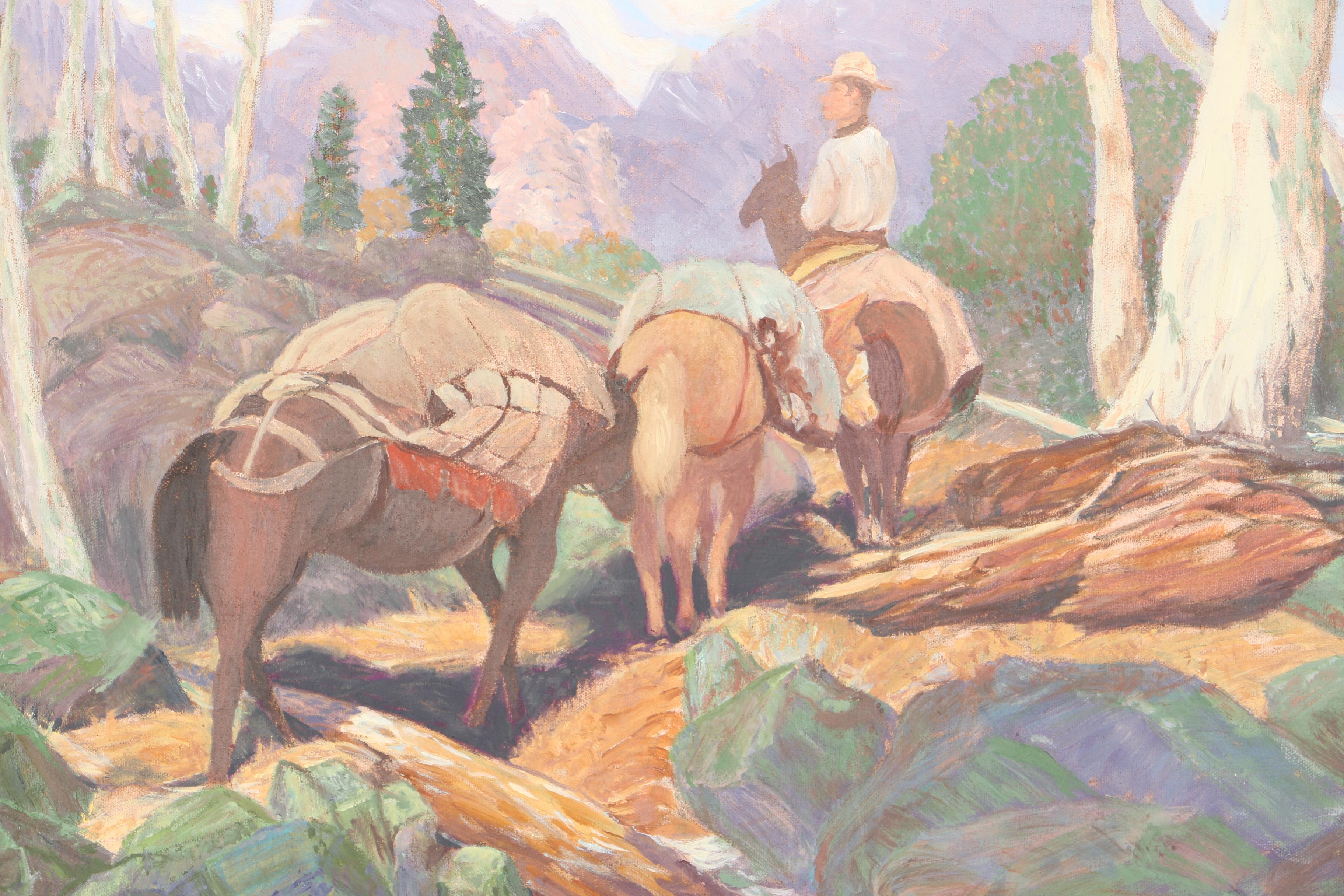 A.J. Steiner Oil on Paper American West Horses