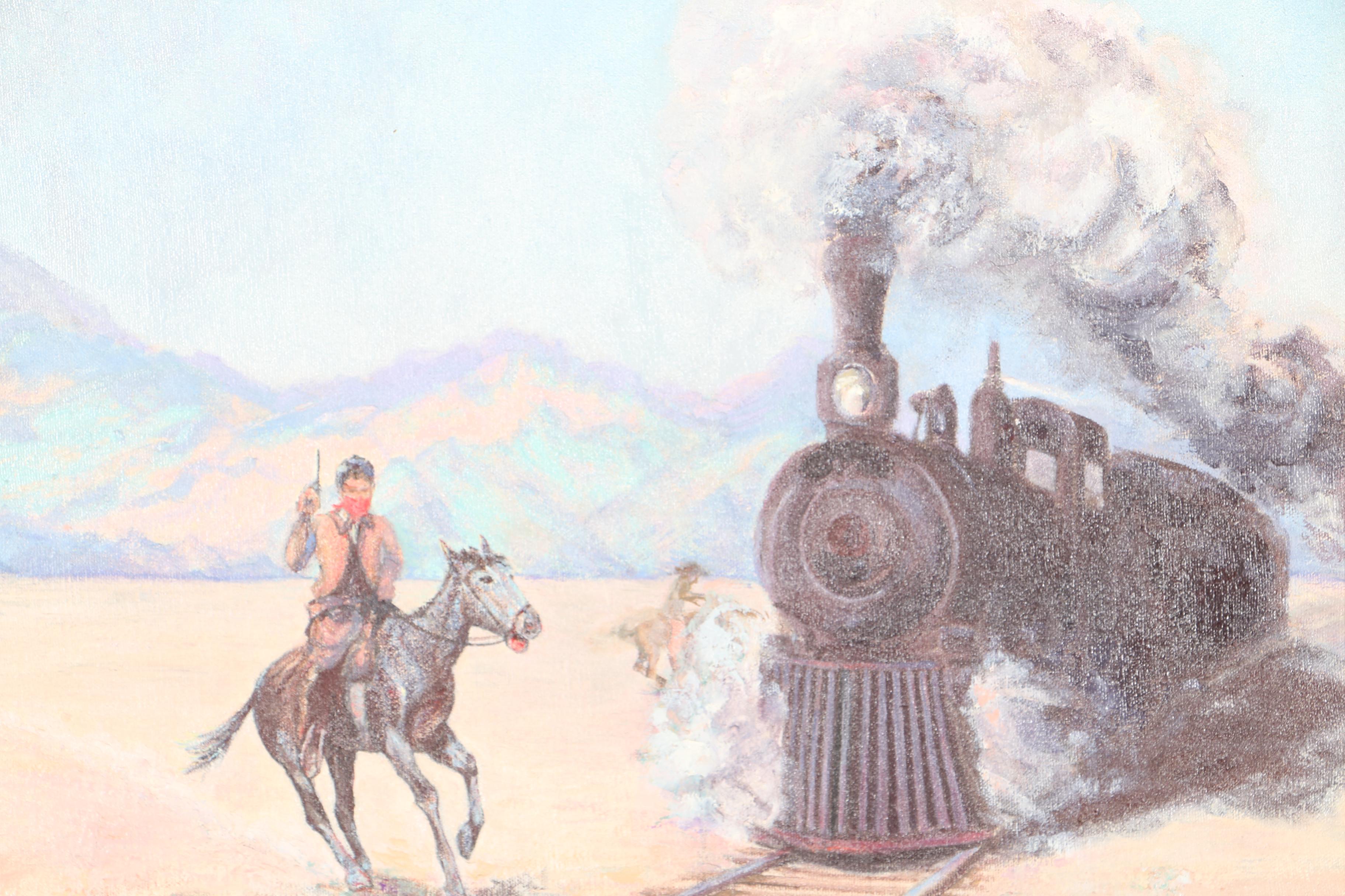 A.J. Steiner Oil on Paper American West Horses