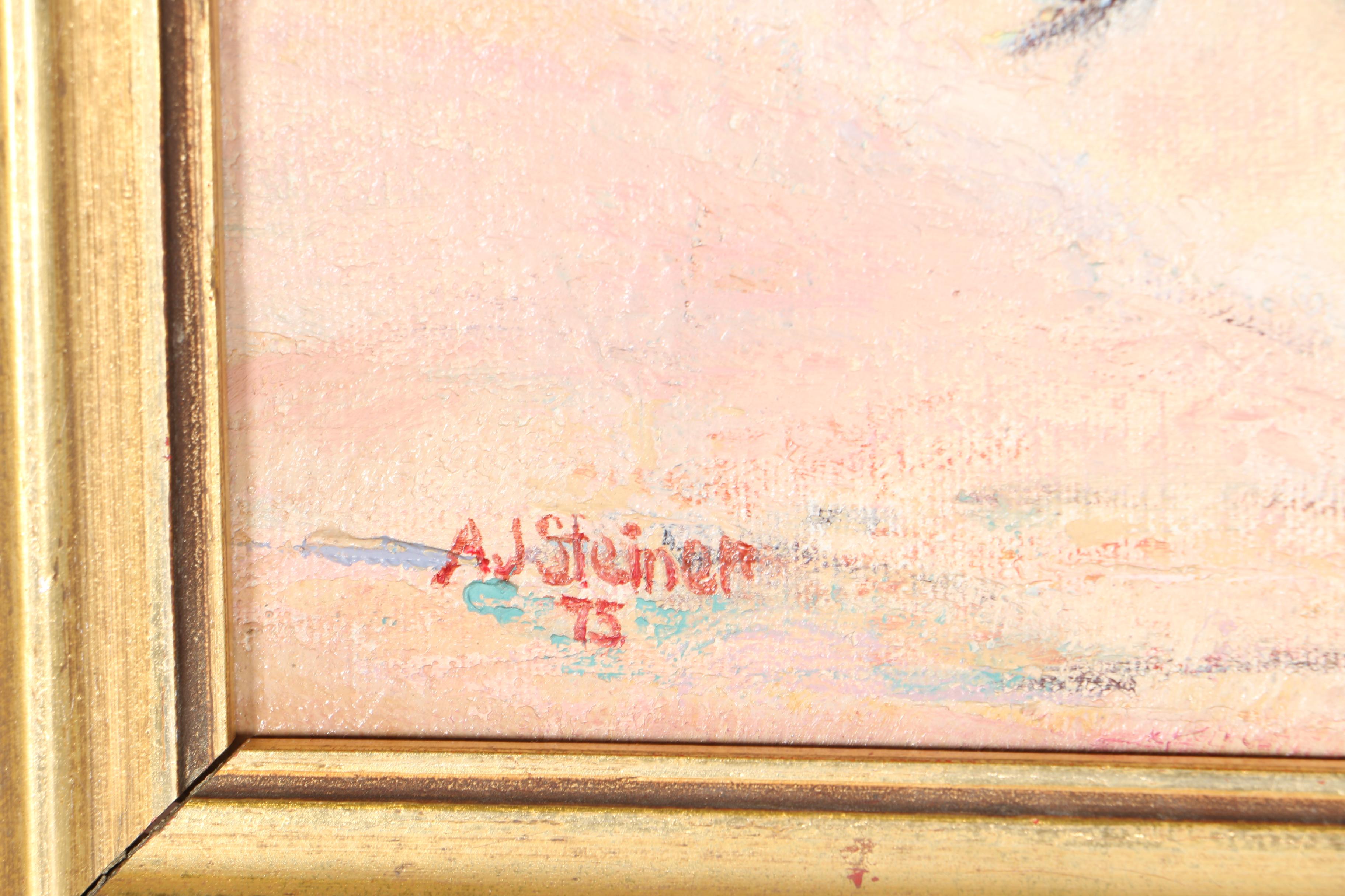 A.J. Steiner Oil on Paper American West Horses