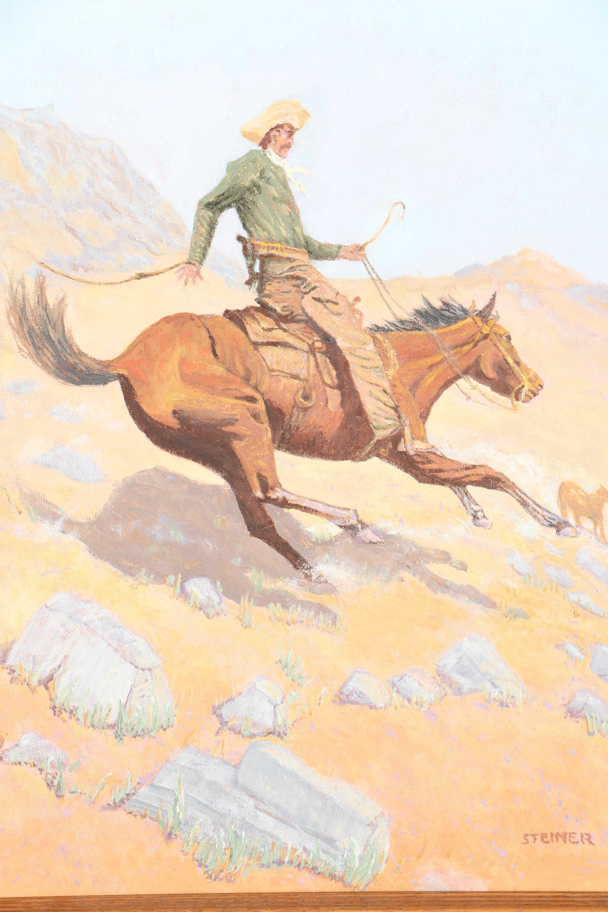 A.J. Steiner Oil on Paper American West Horses