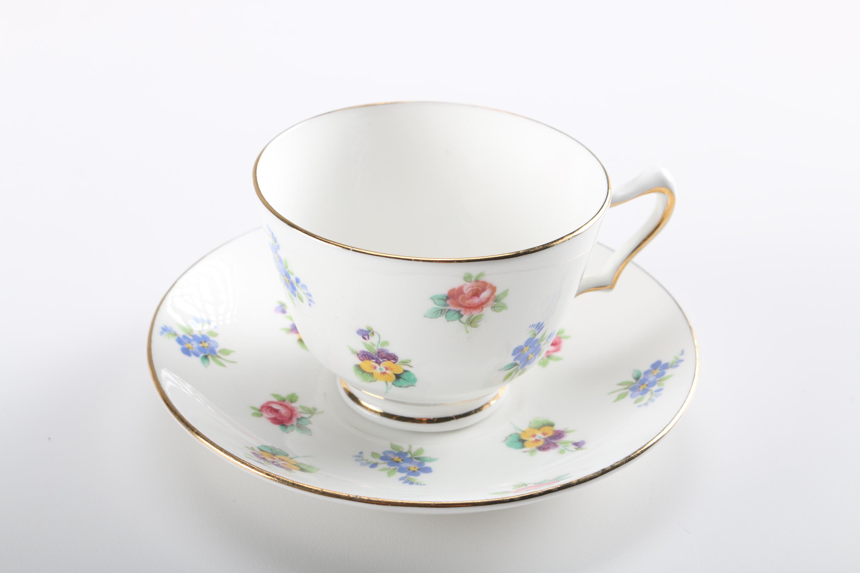 Collection of Crown Staffordshire China Teacups and Saucers