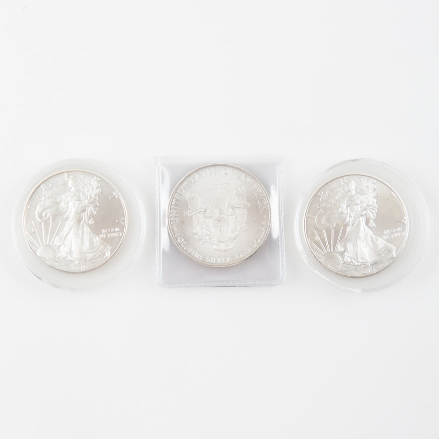 Three American Silver Eagle $1 Coins
