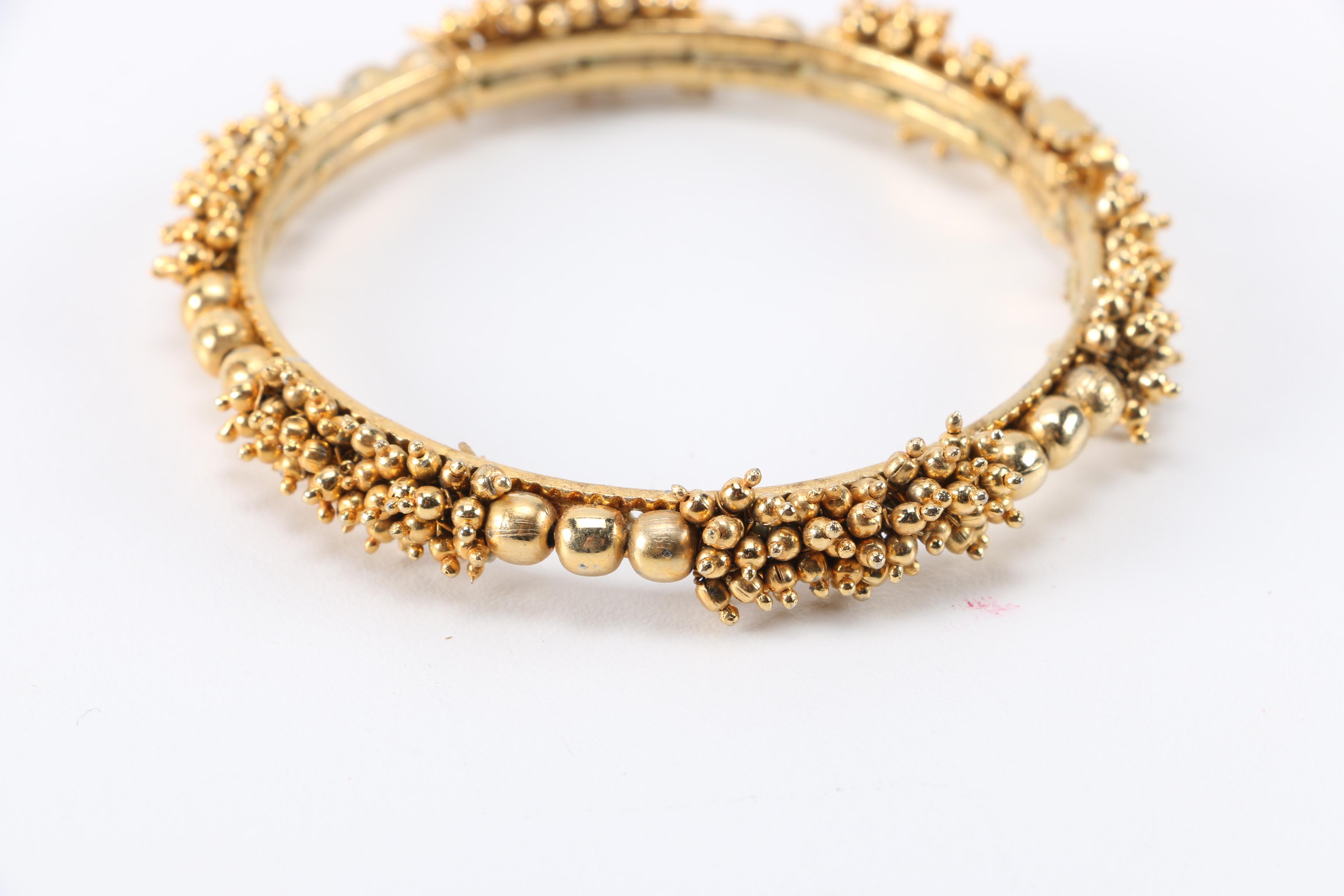 Gold Tone Beaded Bangle Bracelets