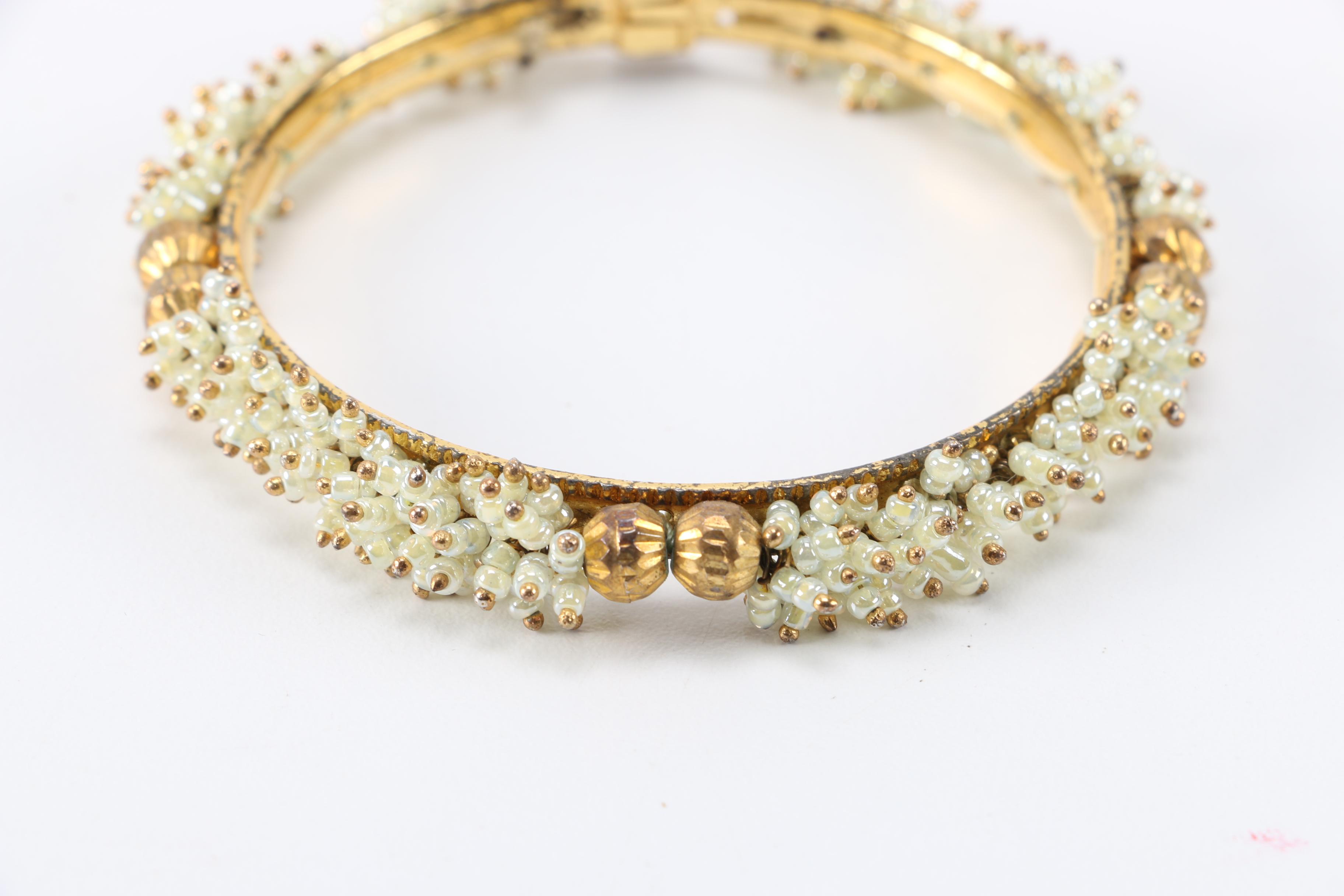 Gold Tone Beaded Bangle Bracelets