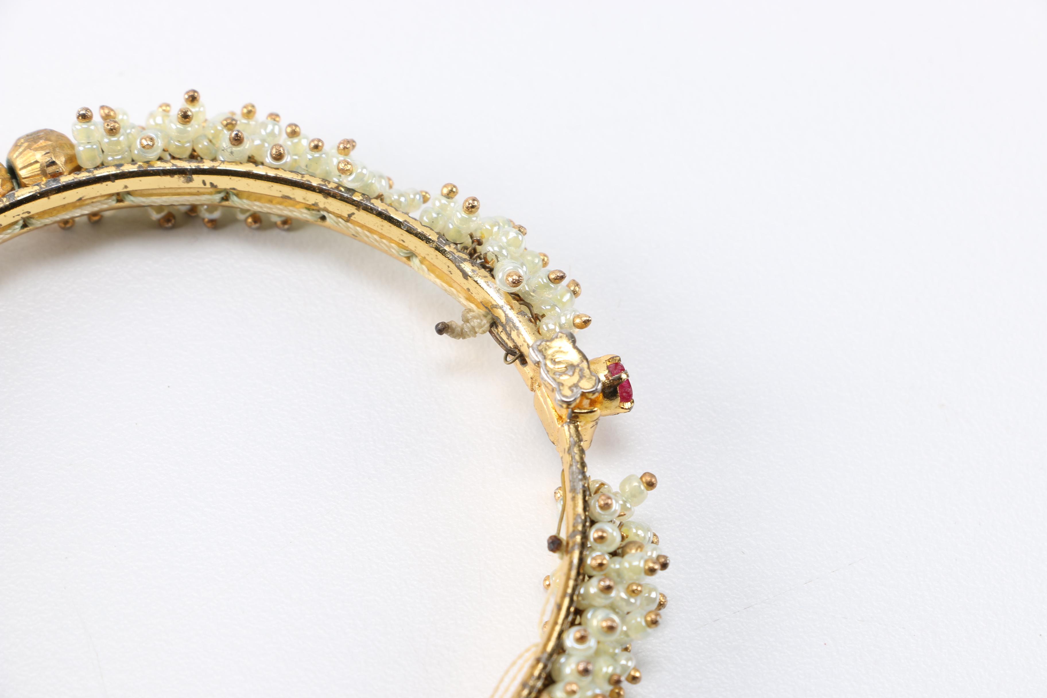 Gold Tone Beaded Bangle Bracelets