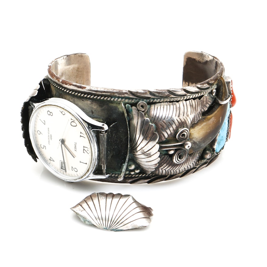 Native American Style Silver Watch Cuff