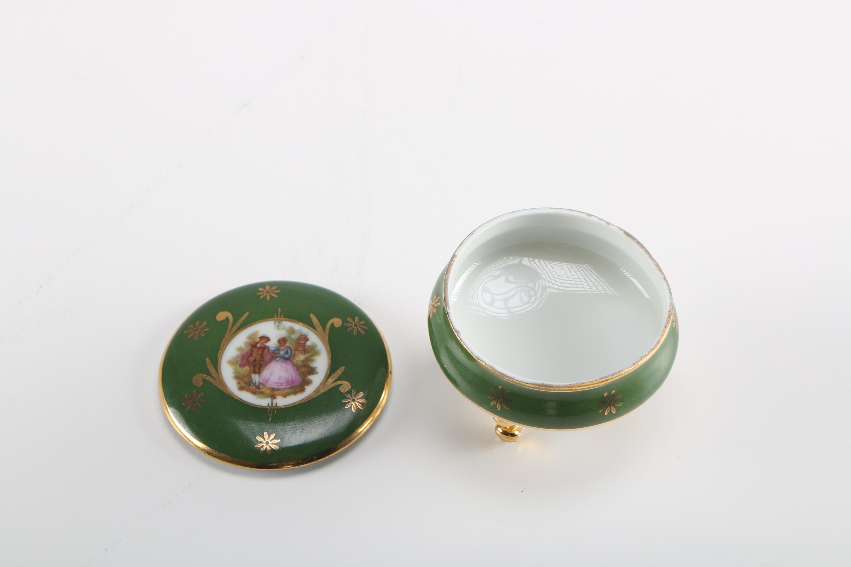 Green Limoges Trinket Box