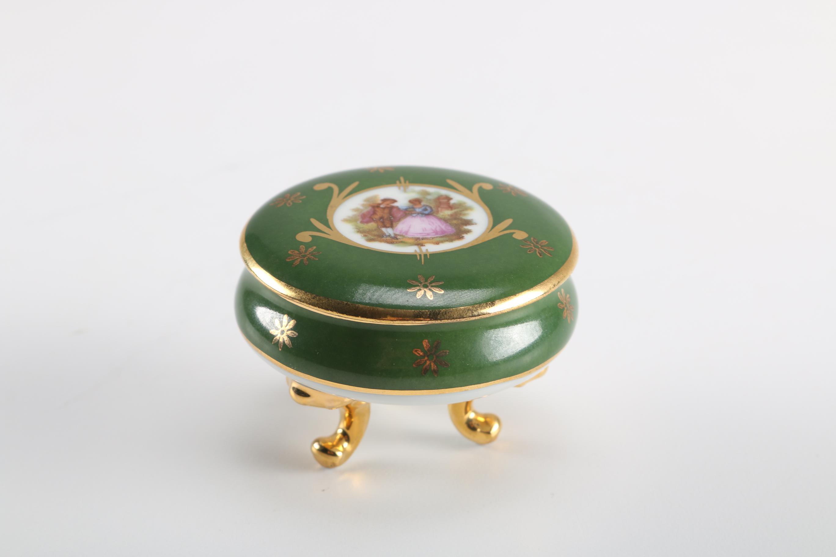 Green Limoges Trinket Box
