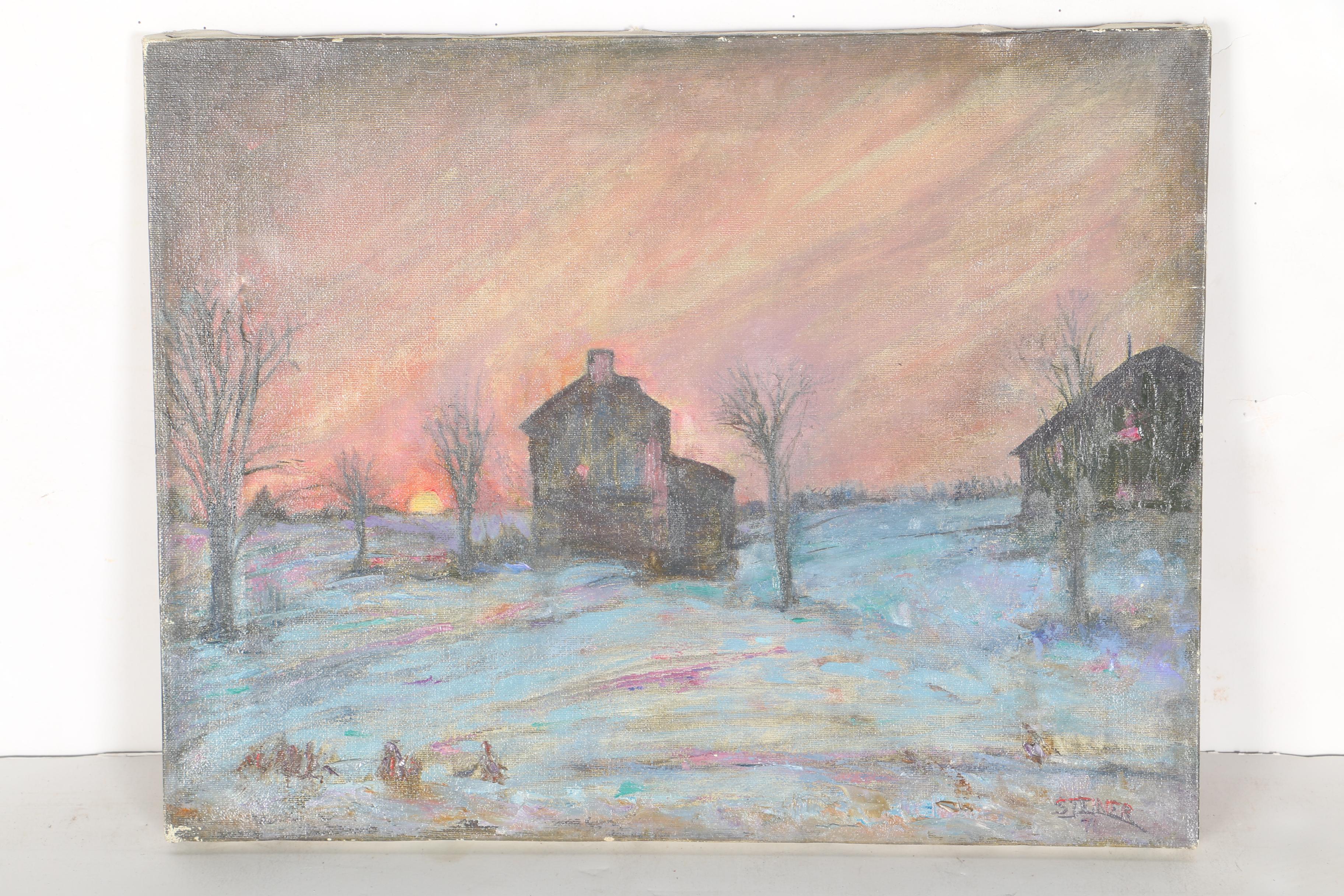 A.J Steiner Oil Paintings of Farm Landscapes