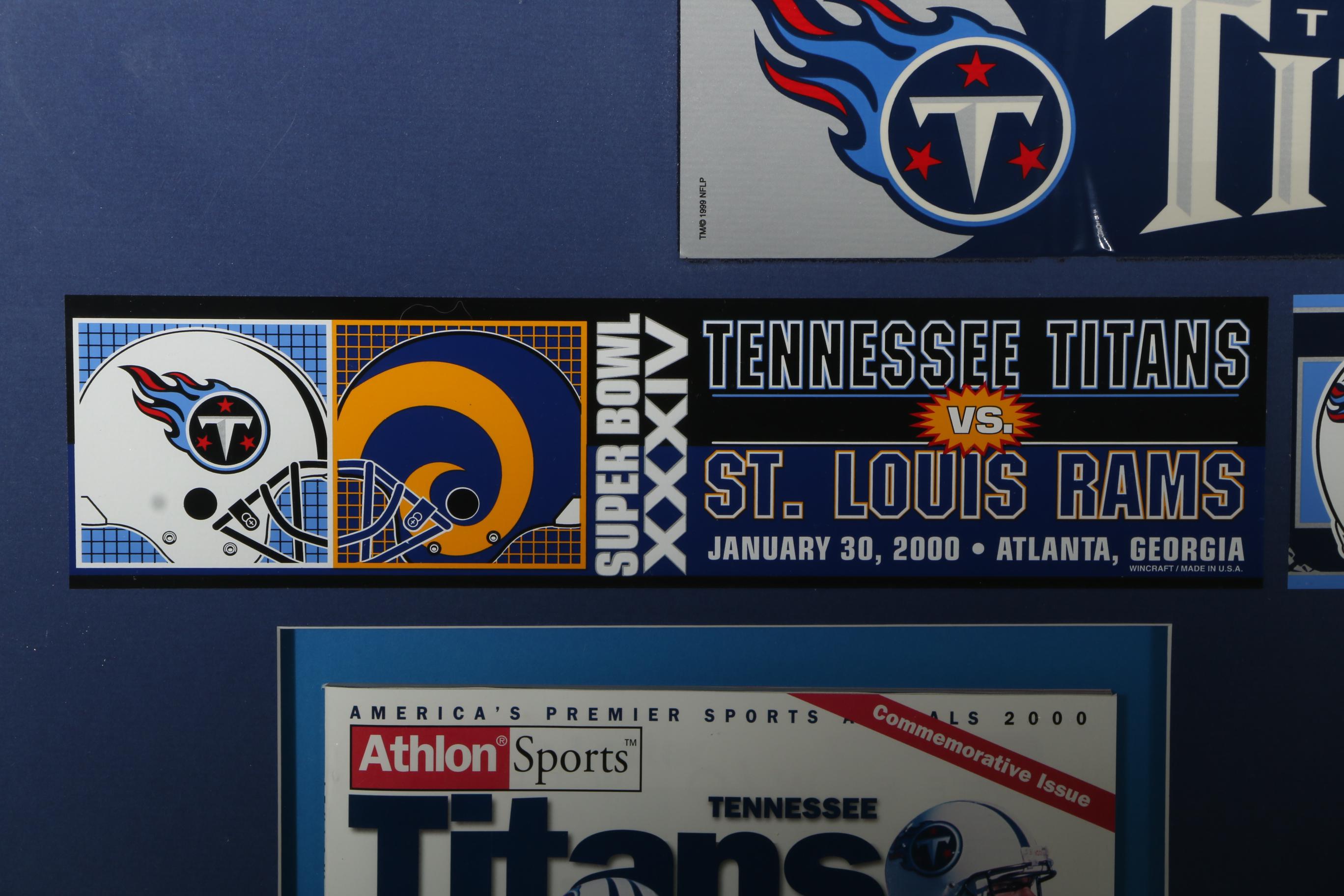 Framed Tennessee Titans 1999 Super Bowl Memorabilia