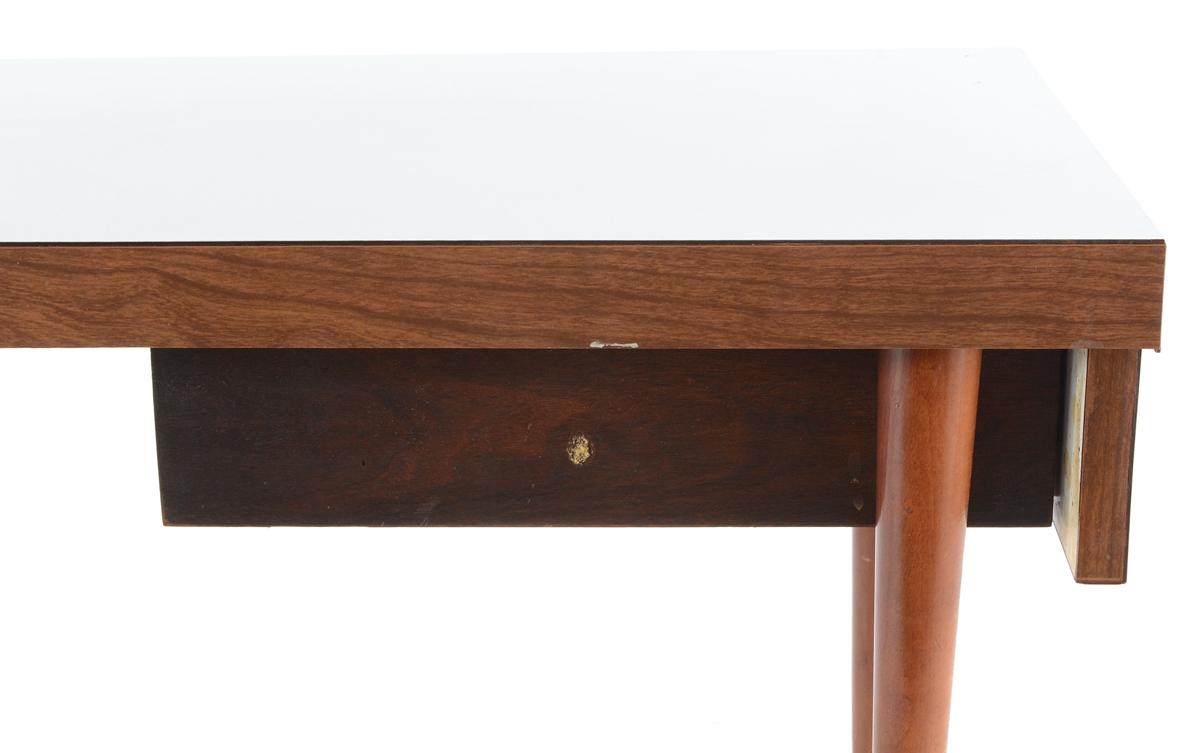 White Laminate Side Table with Drawer